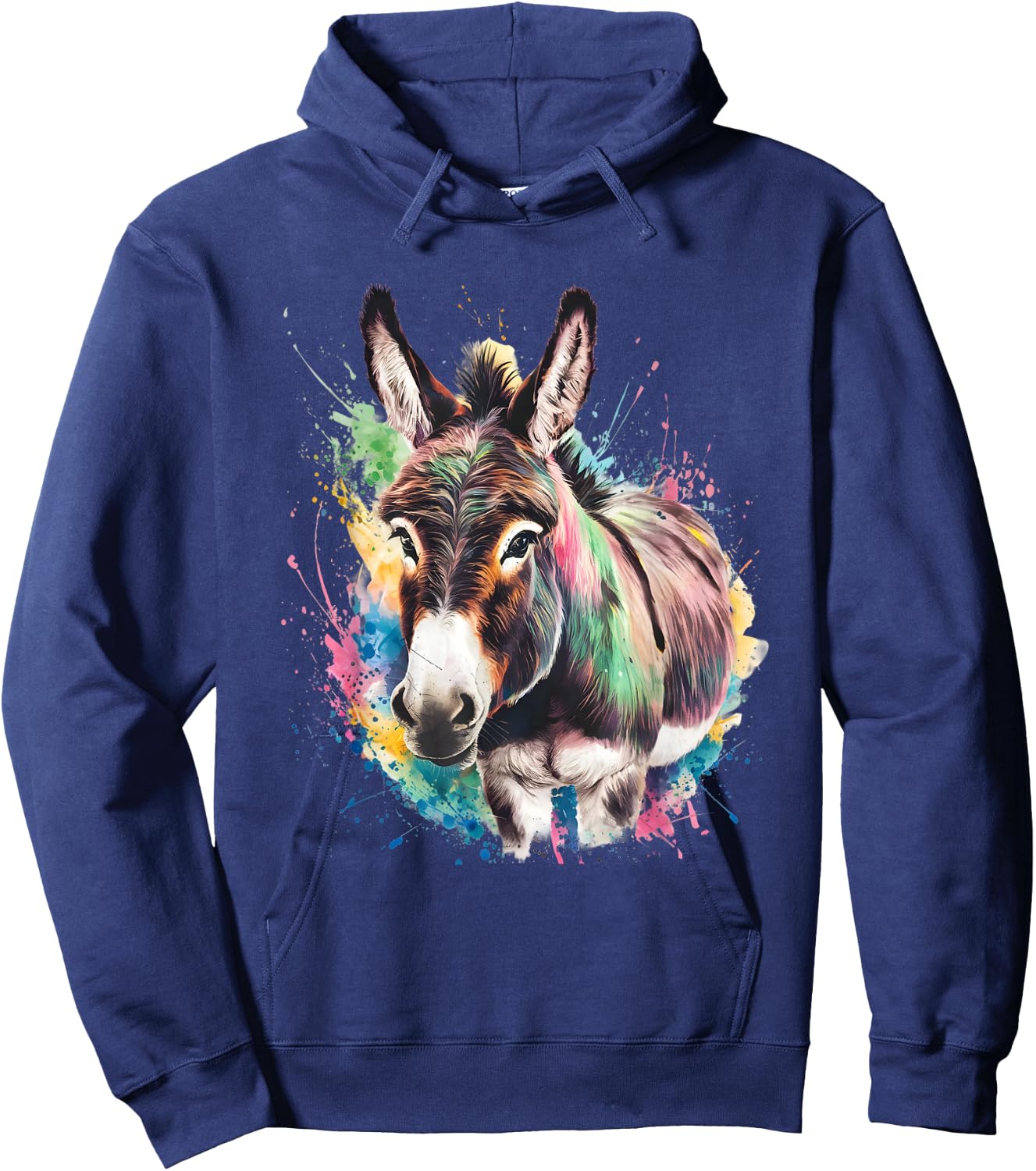 Donkey Men's Women's Colourful Watercolour Donkey , black Hoodie - Hoodie | Navy