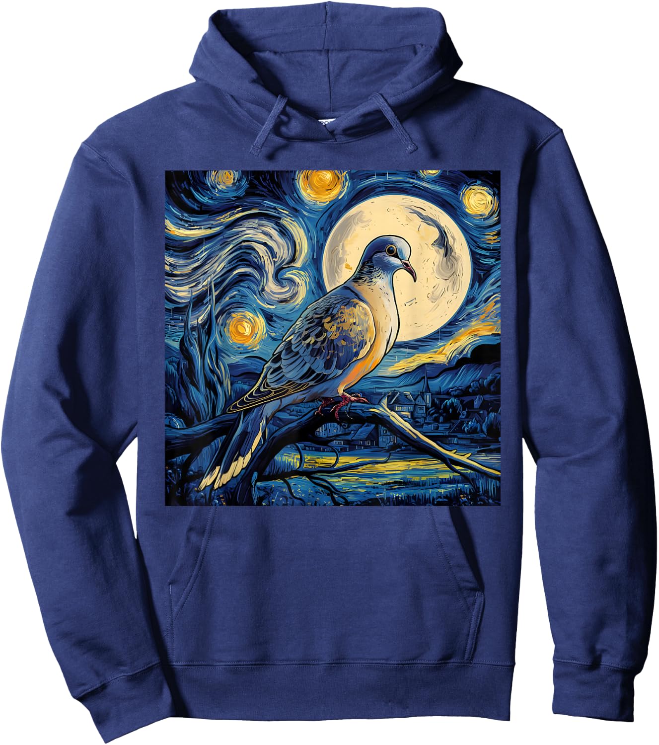 Mourning Dove Bird Lover Starry Night Van Gogh Bird Watchers Hoodie - Hoodie | Navy