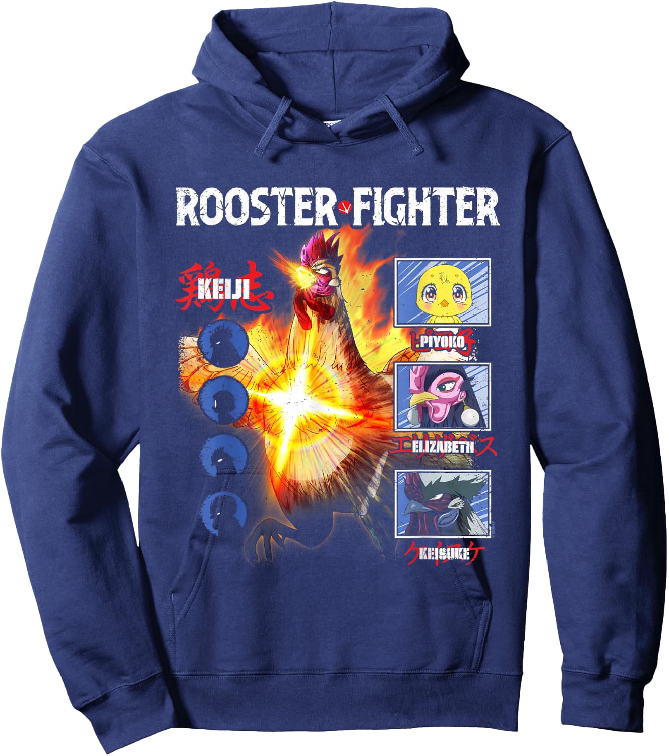 Rooster Fighter Character Breakdown Action Anime Hoodie - Hoodie | Navy