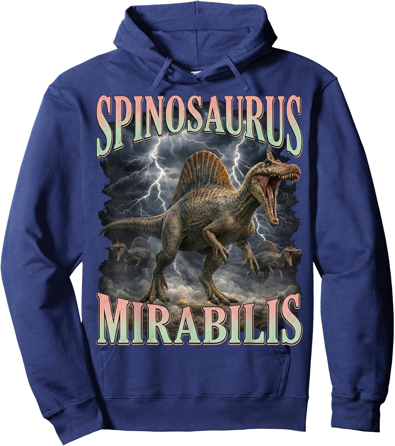 Roaring Spinosaurus Mirabilis Prehistoric Dinosaur Hoodie - Hoodie | Navy