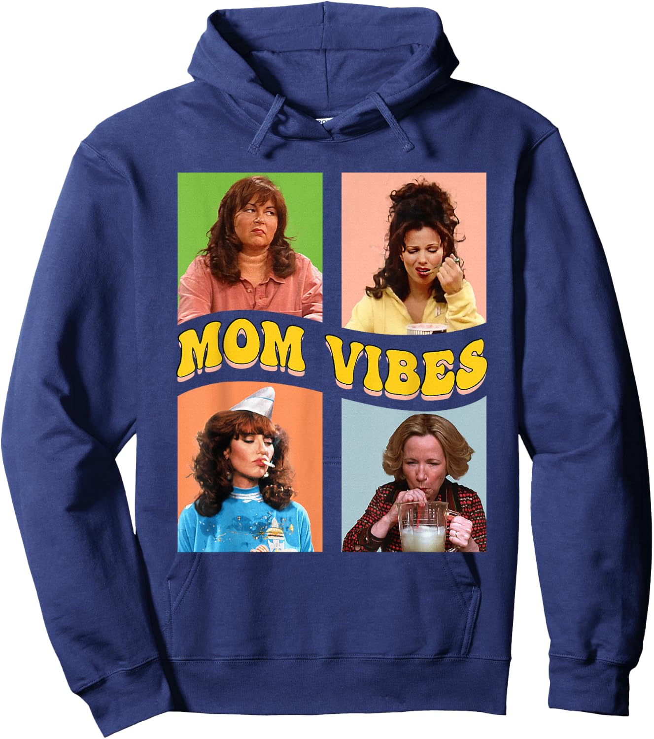Retro Nineties Mom Vibes Vintage Mother's Day Women's Shirt , black Hoodie - Hoodie | Navy