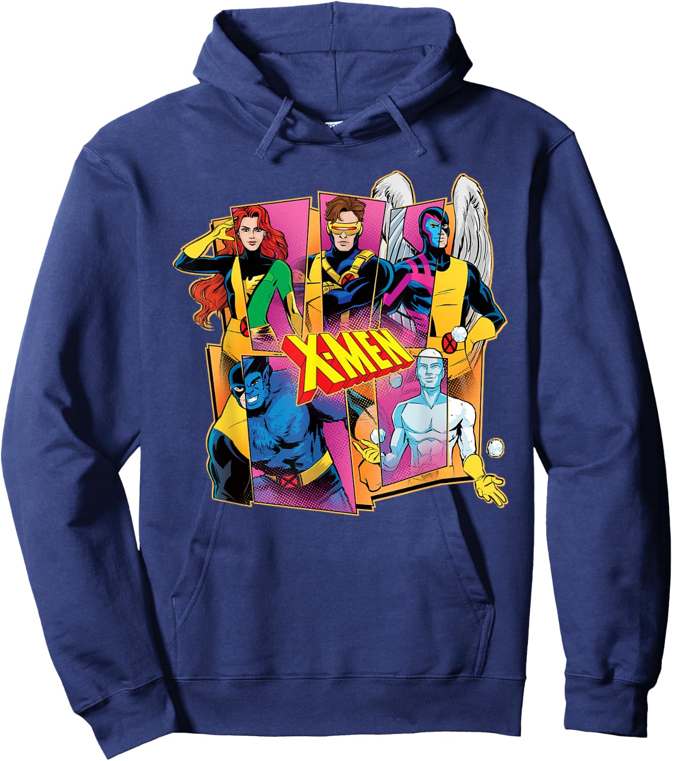 Marvel X-Men Mutant Heroes '60s & '90s Retro Comic Costumes , Black, S Hoodie - Hoodie | Navy