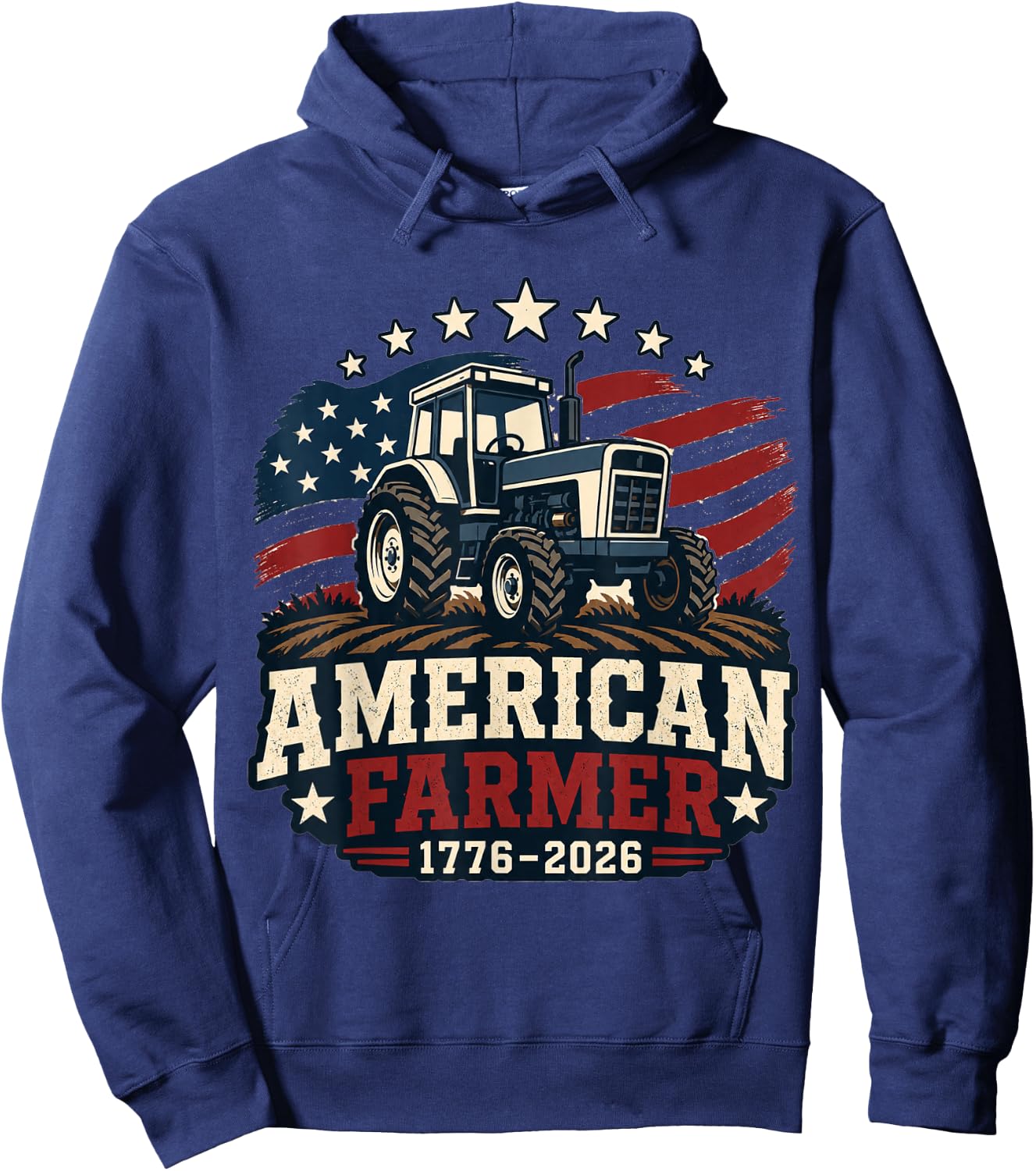 American Farmer 250 4th of July Tractor 1776 2026 Hoodie - Hoodie | Navy