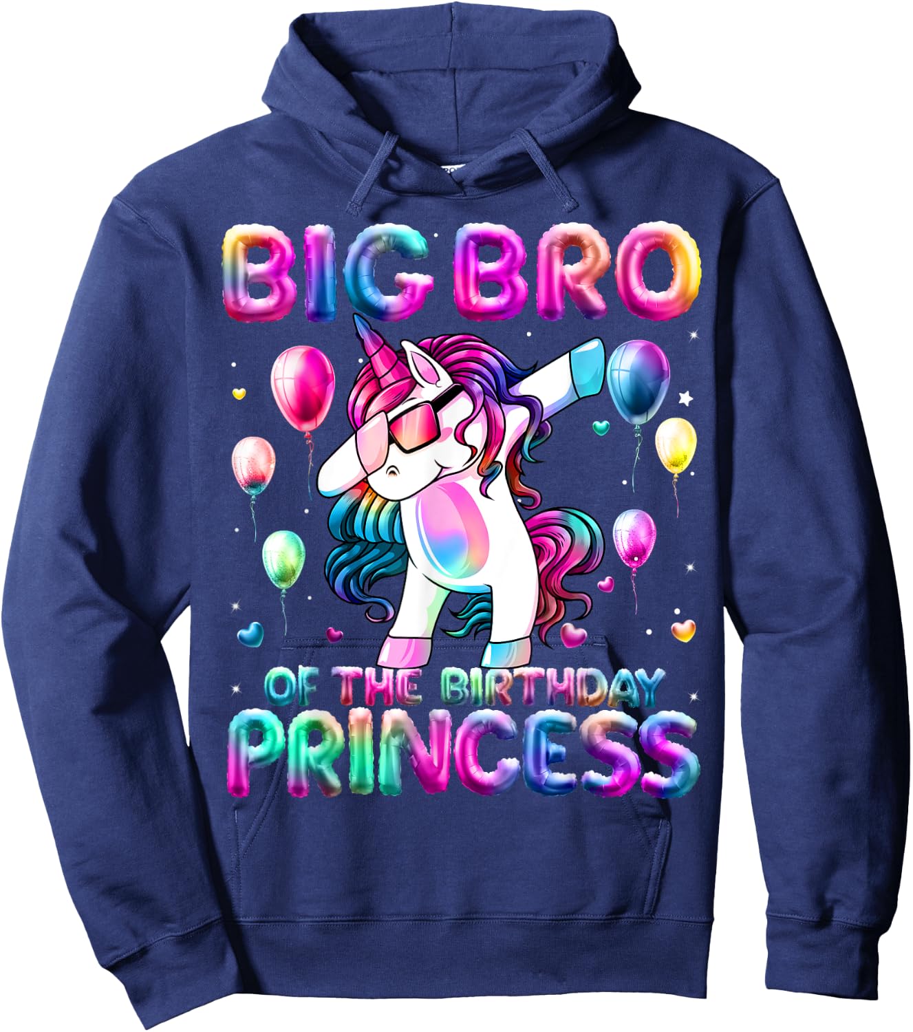Brother of the Birthday Princess Girl Dabbing Unicorn Bro Hoodie - Hoodie | Navy