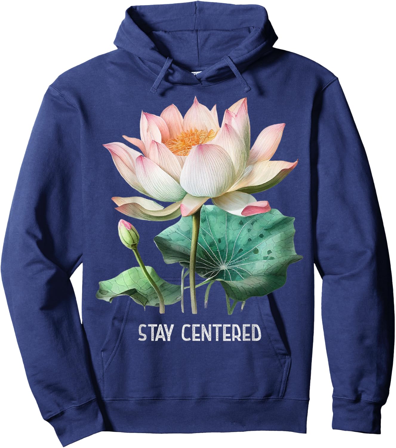 Mindfulness Saying Minimal Yoga Stay Centered Hoodie - Hoodie | Navy