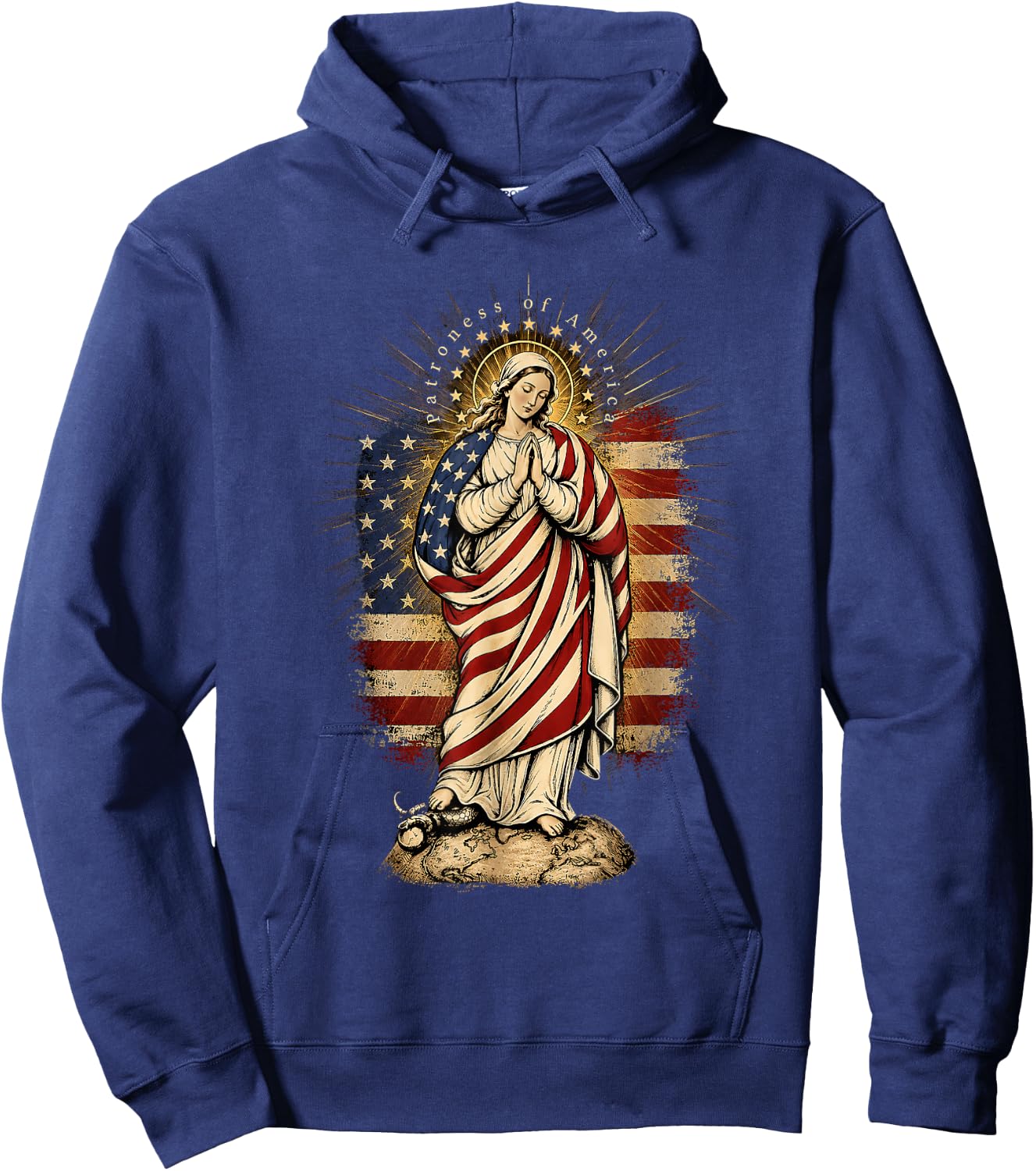 Patroness of The USA Blessed Virgin Mary Catholic Art Hoodie - Hoodie | Navy