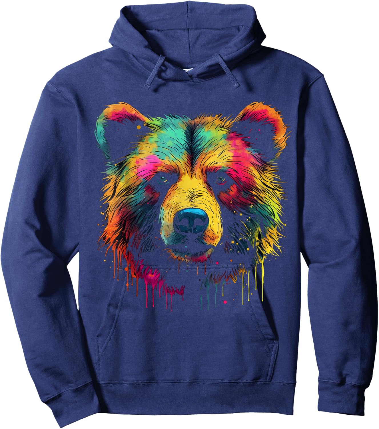 Bear Colourful Forest Artwork Animal Art Bear Hoodie - Hoodie | Navy