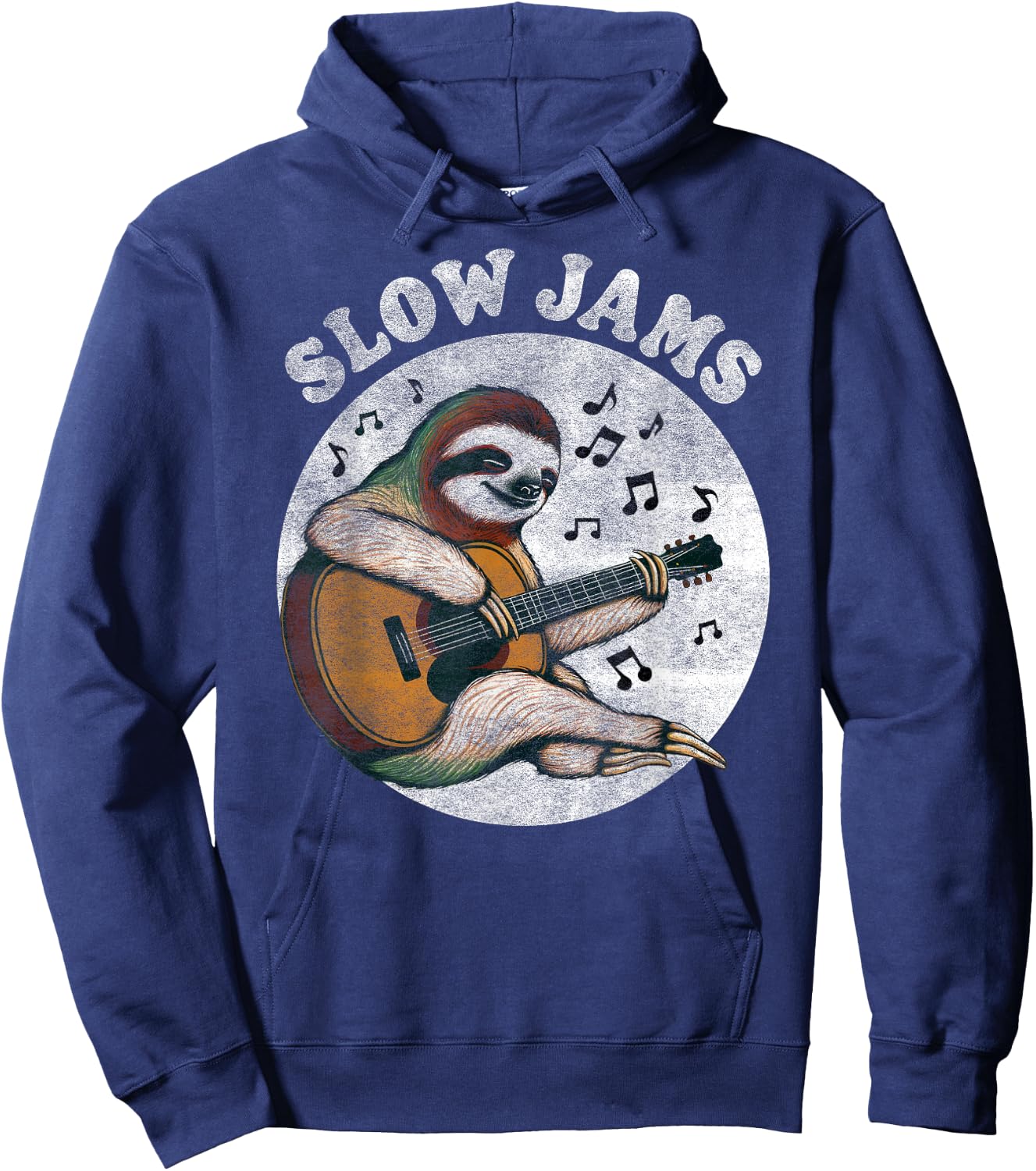 Slow Jams Sloth Playing Acoustic Guitar – Funny Music Hoodie - Hoodie | Navy