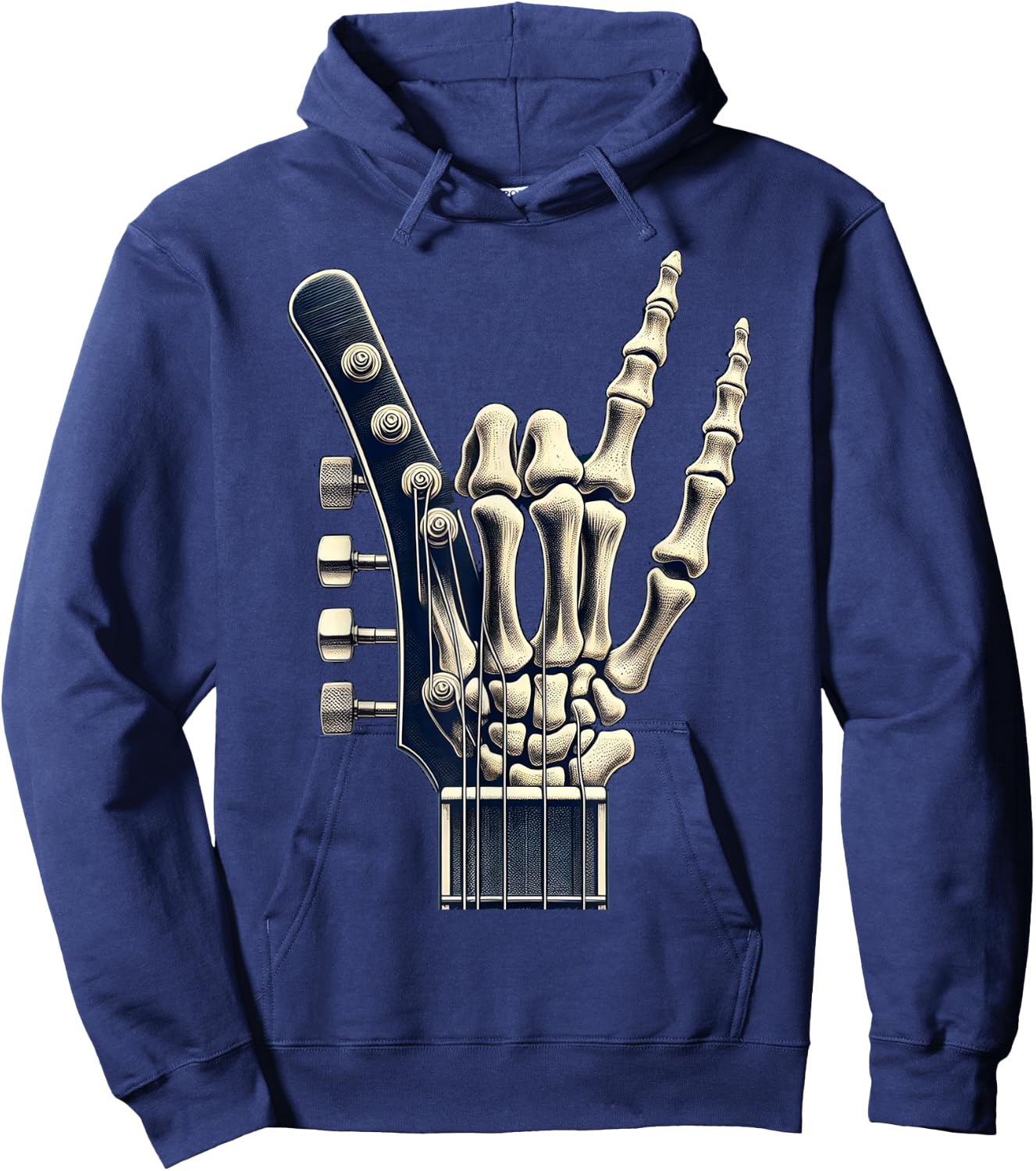 Hand Rock On Skeleton Panel For A Cool Performer , Black, S Hoodie - Hoodie | Navy