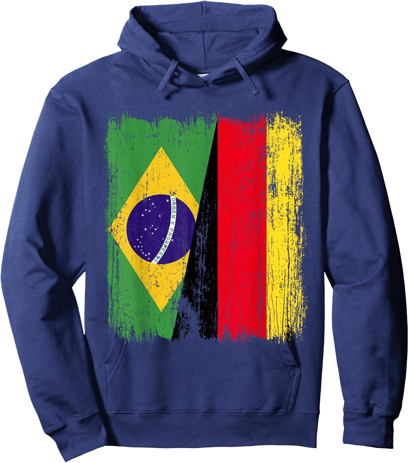 Brazil Germany Half Flag Brazilian German Heritage Hoodie - Hoodie | Navy