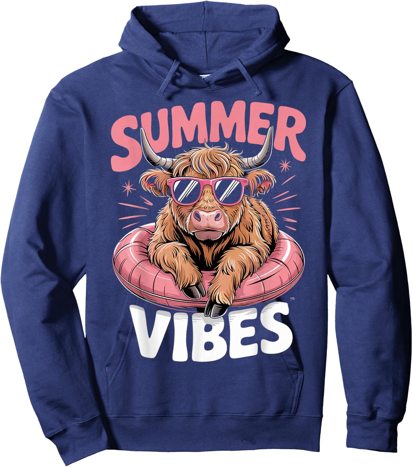 Summer Vibes Farm Farmer Scottish Beach Highland Cows Hoodie - Hoodie | Navy