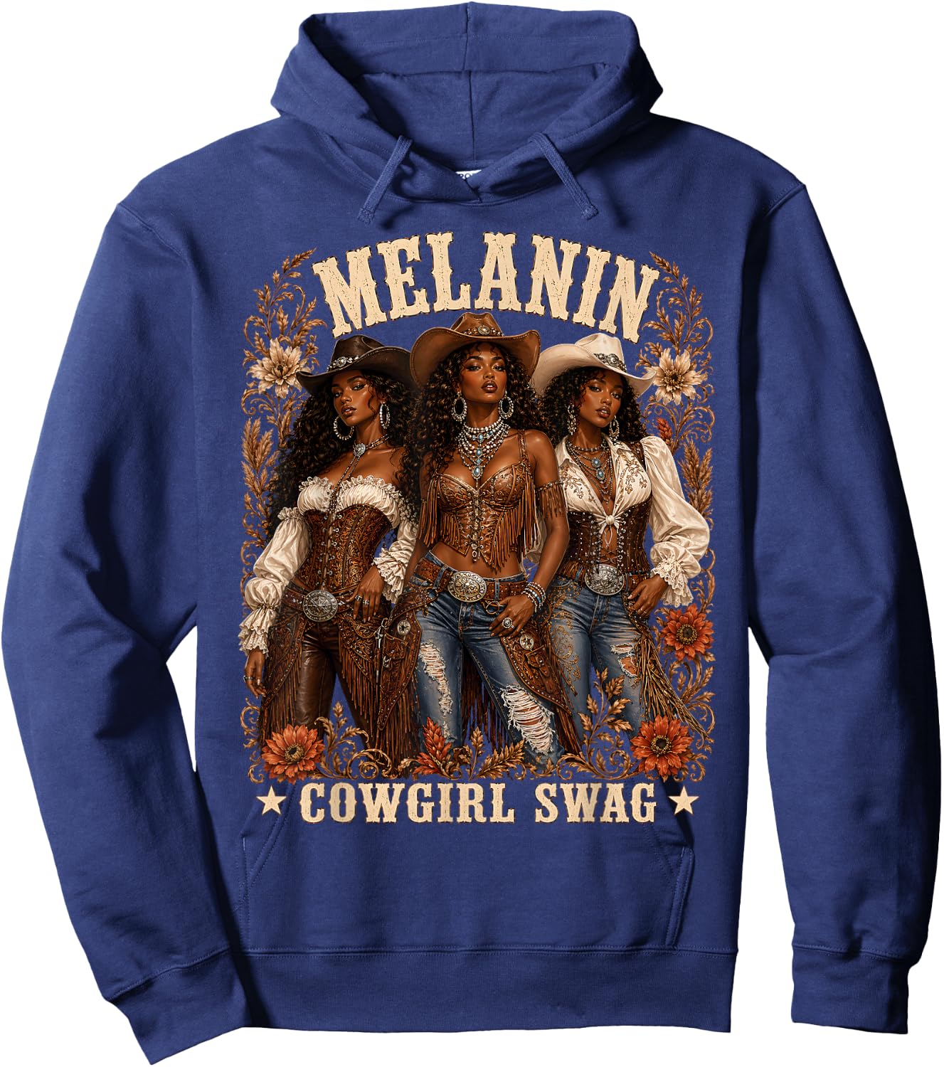 Cowgirl African Melanin Cow Girl Outfit Hoodie - Hoodie | Navy