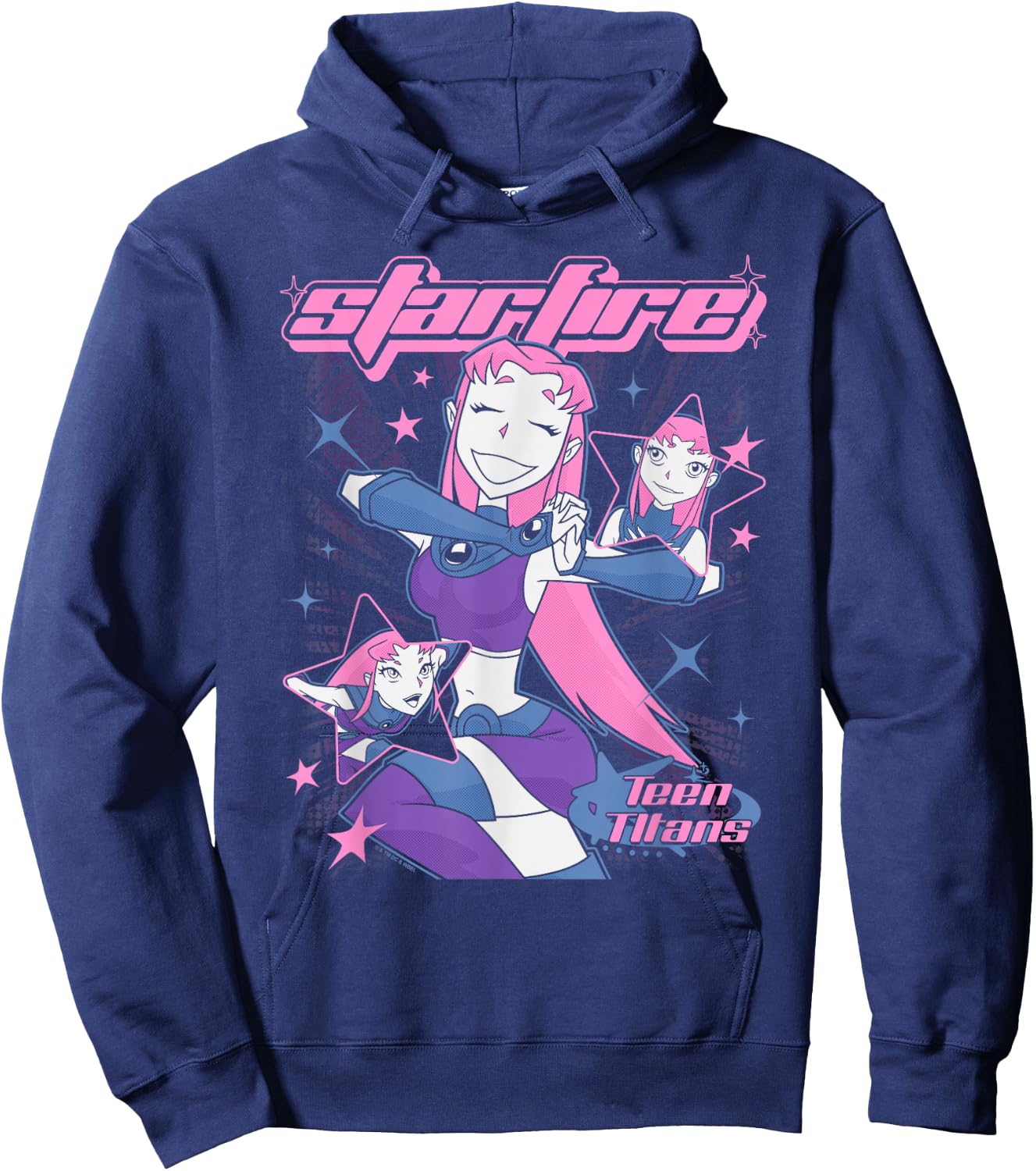 DC Comics Teen Titans Starfire Y2K Style Joyful Portrait Hoodie - Hoodie | Navy