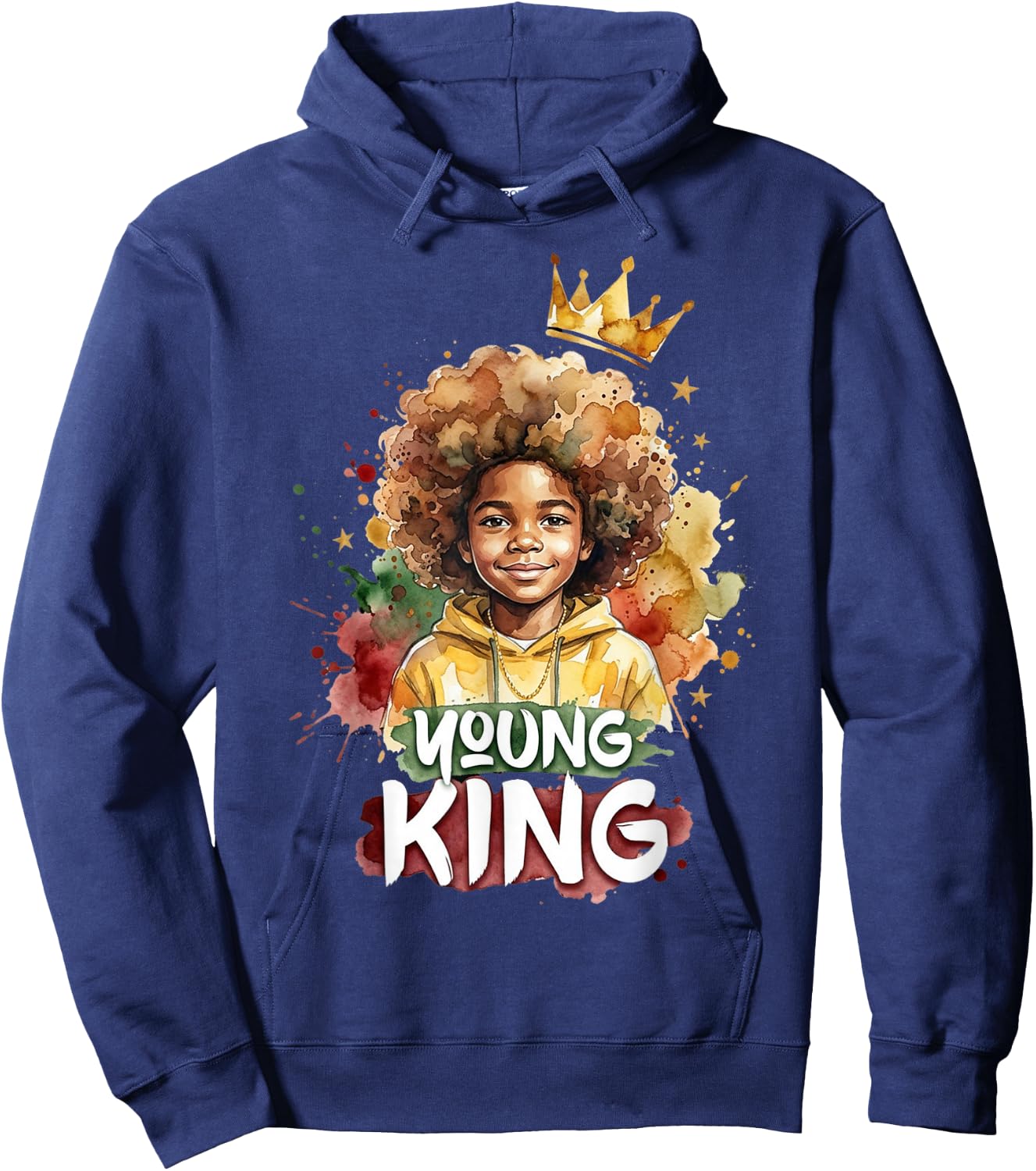 Black Young King Black History Month Juneteenth Kids Boys Hoodie - Hoodie | Navy