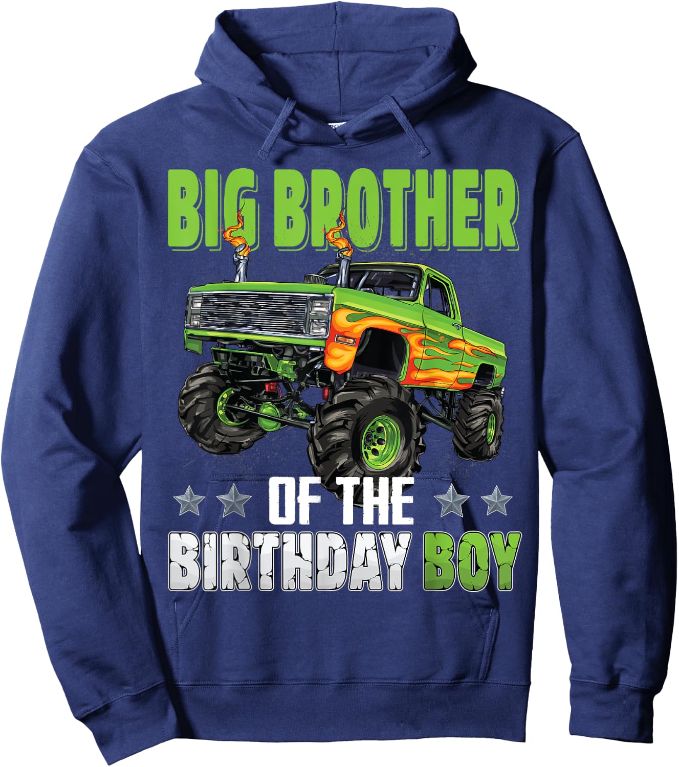 Big Brother of Birthday Boy Monster Truck Family Matching Hoodie - Hoodie | Navy