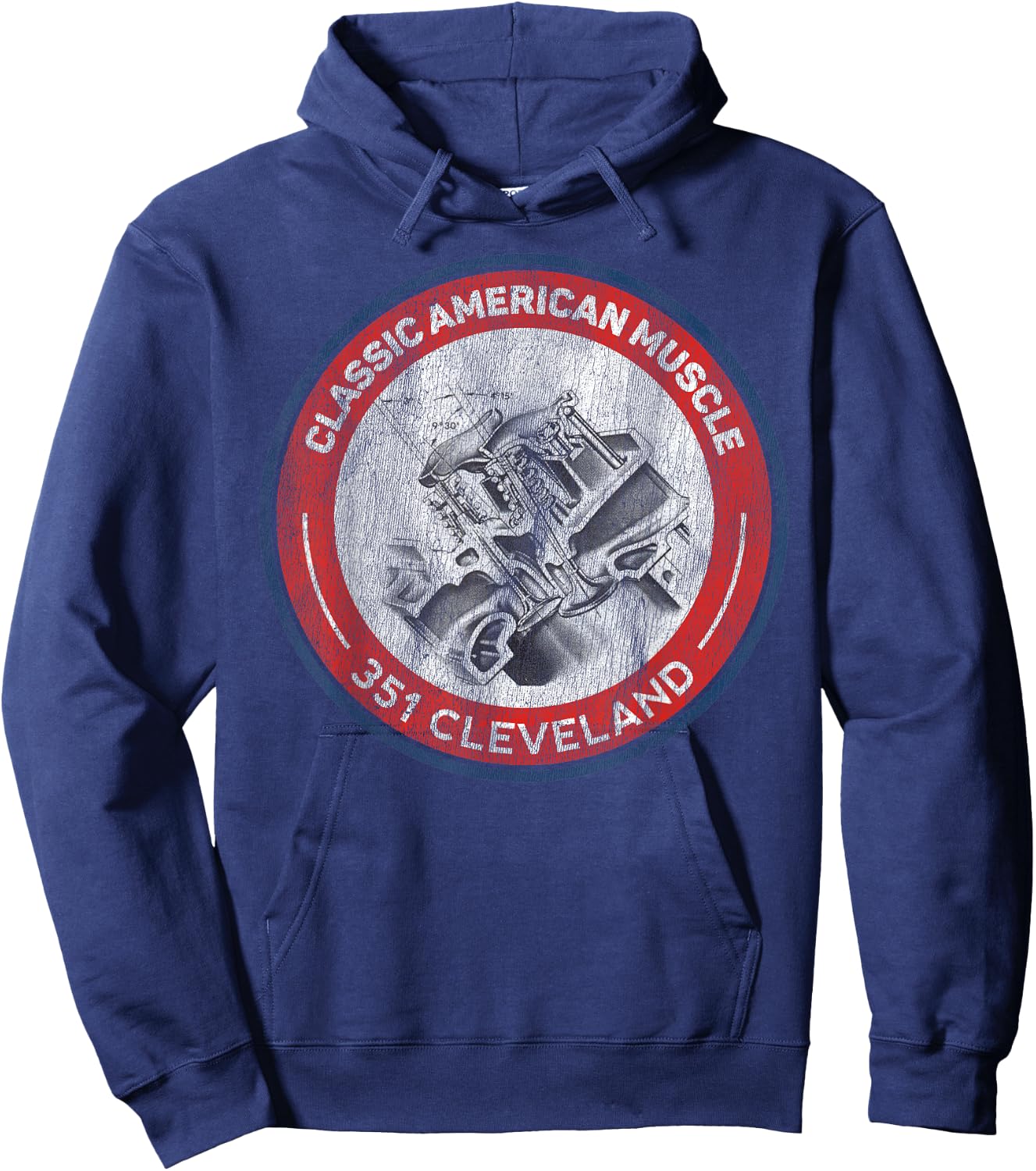 351 Cleveland Canted Valve Musclecar Retro Logo Hoodie - Hoodie | Navy