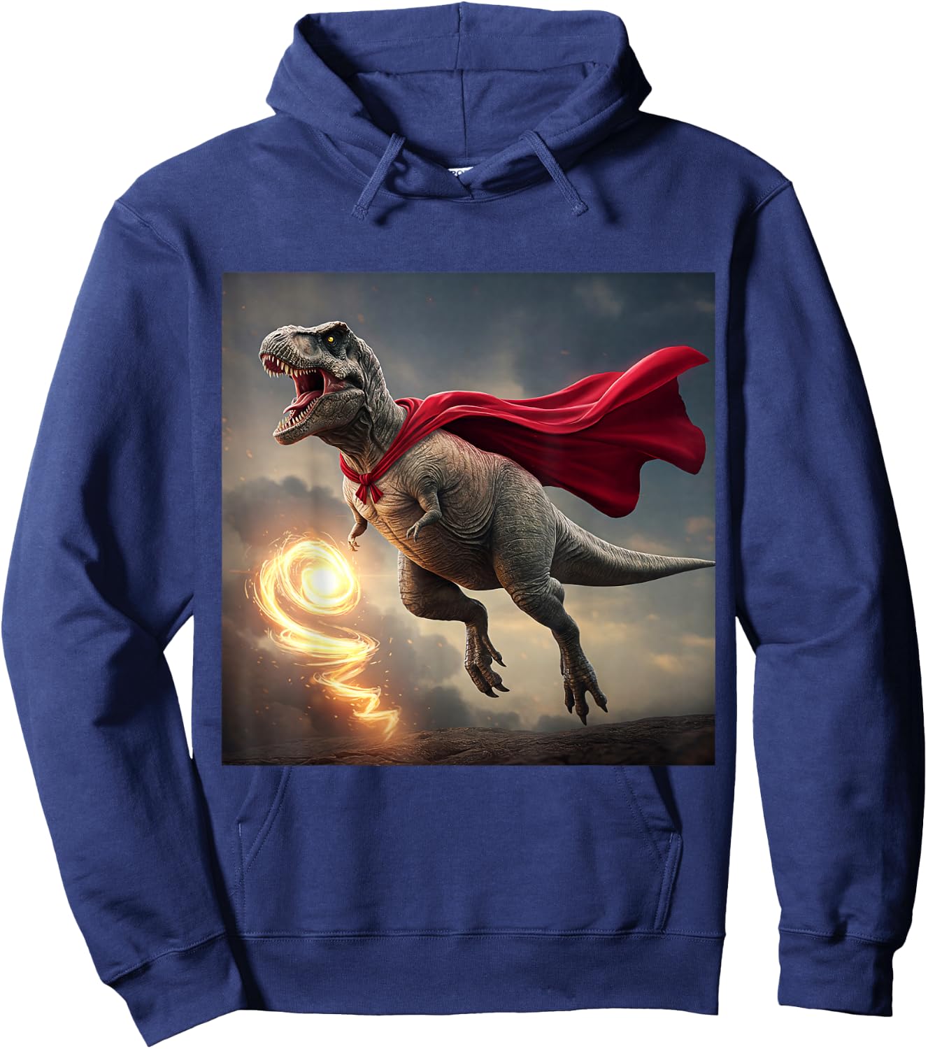 Superhero Dino: Dinosaur with Cape Hoodie - Hoodie | Navy