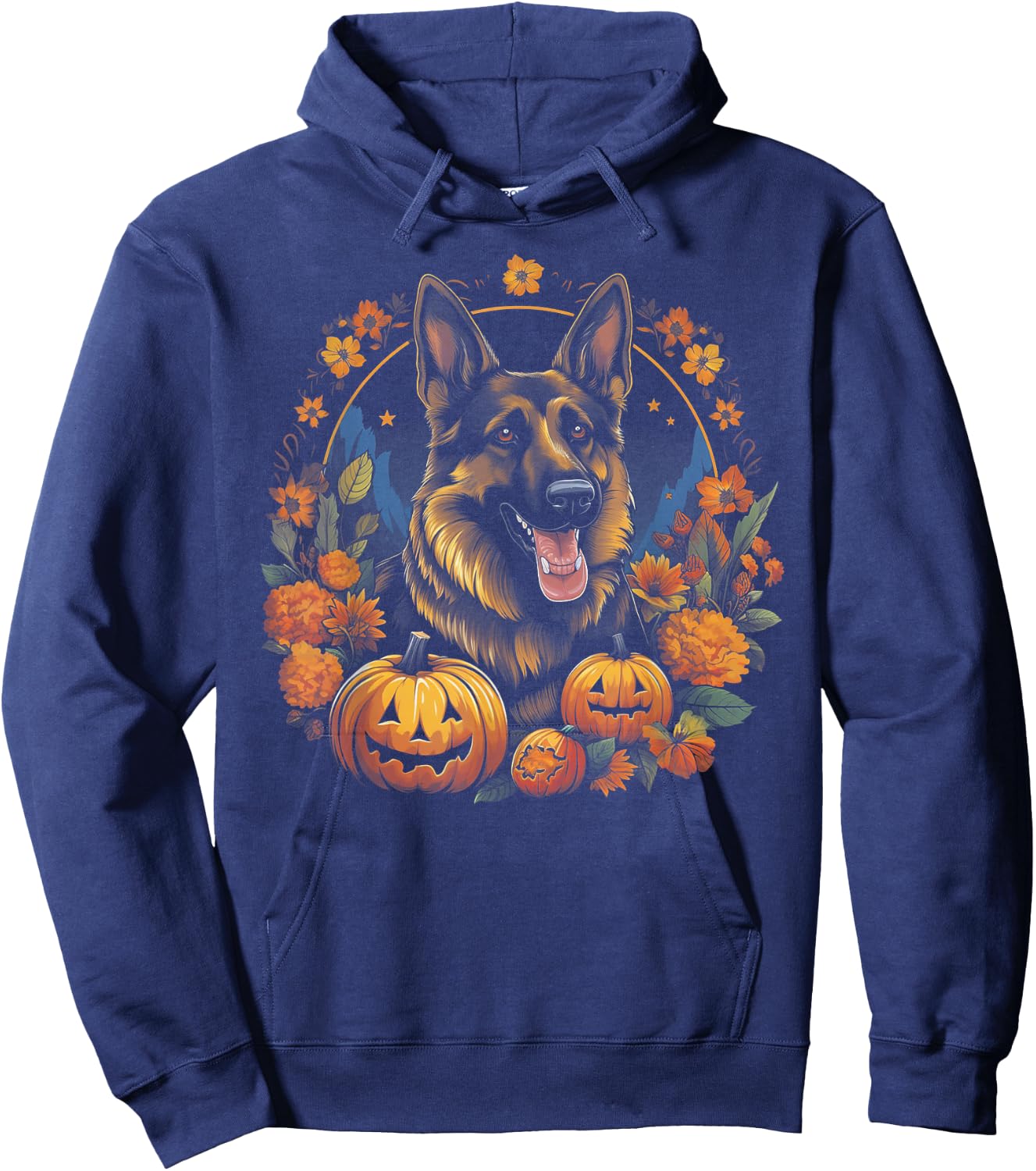 German Shepherd Dog - Pumpkin Thanksgiving Fall Halloween Hoodie - Hoodie | Navy
