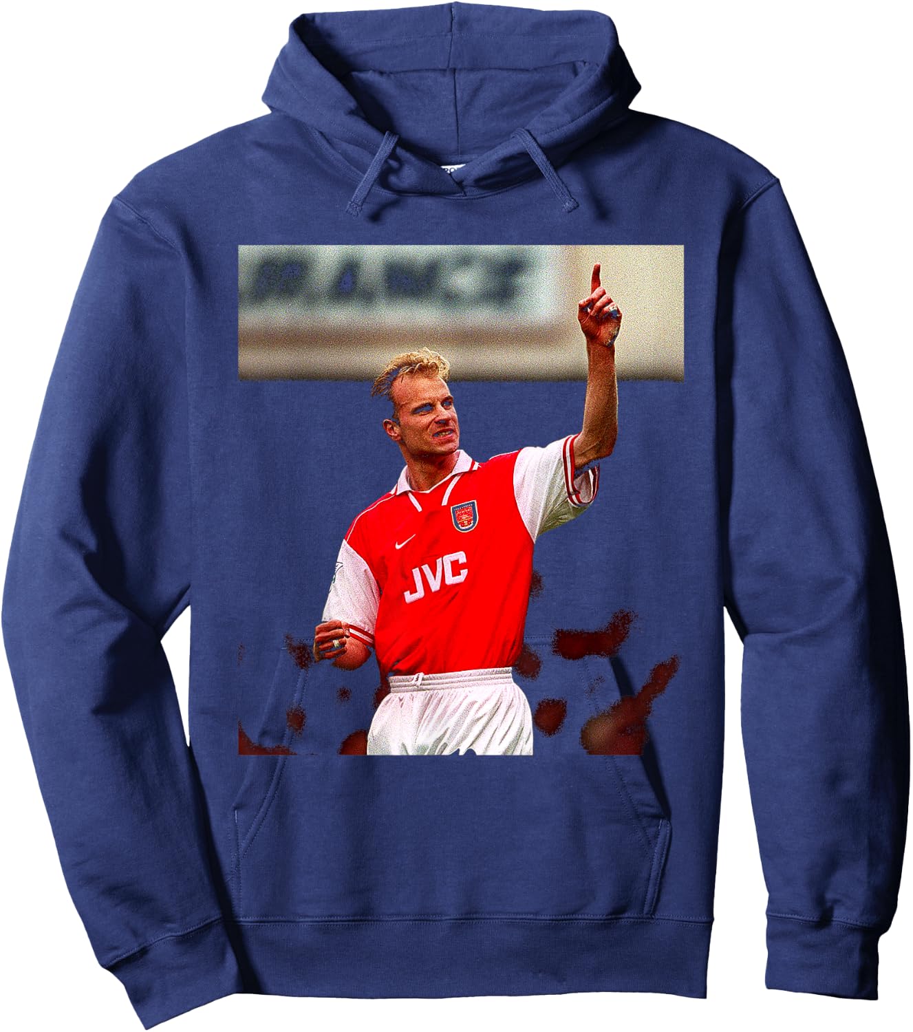 Football Player Dennis Bergkamp Arsenal in Highbury 1998 Hoodie - Hoodie | Navy