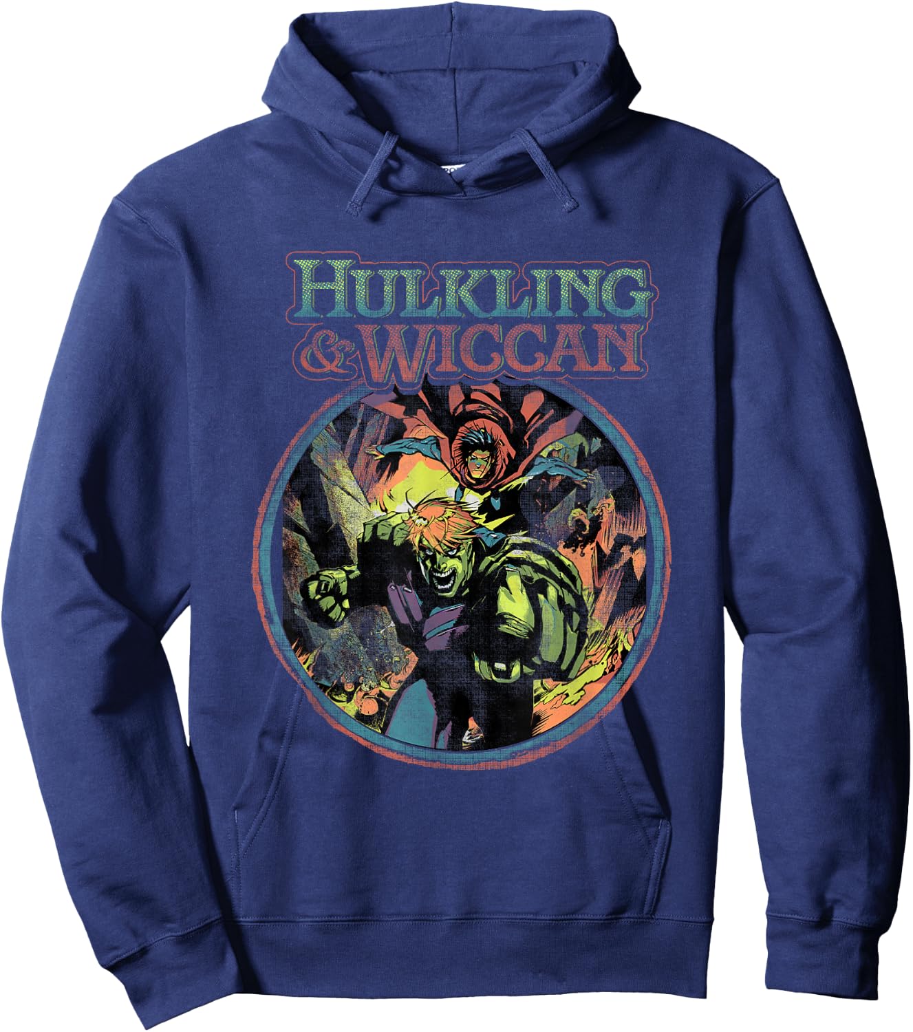 Marvel Universe Classic Hulking & Wiccan Retro Big Poster Hoodie - Hoodie | Navy