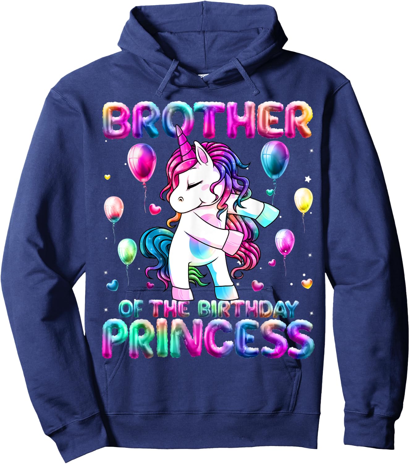 Brother of the Birthday Princess Girl Flossing Unicorn Bro Hoodie - Hoodie | Navy