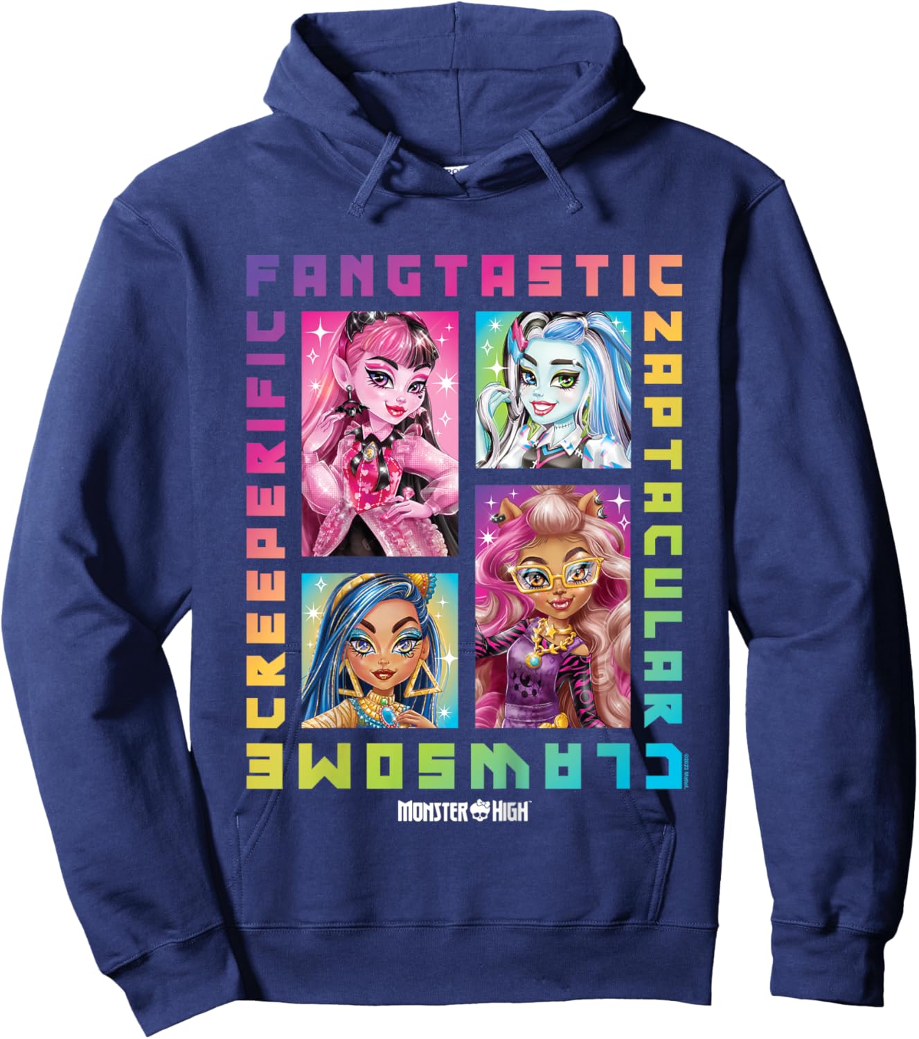 Children's Monster High Student Rainbow Grid , black Hoodie - Hoodie | Navy