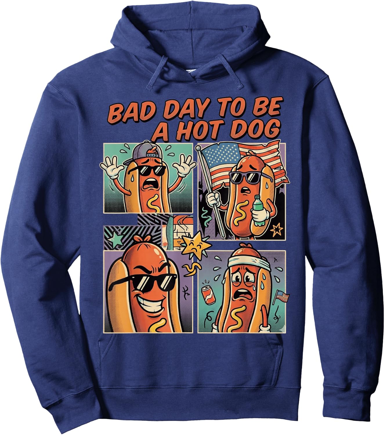 Funny 4th of July Bad Day to Be A Hot Dog Funny Men Women Hoodie - Hoodie | Navy