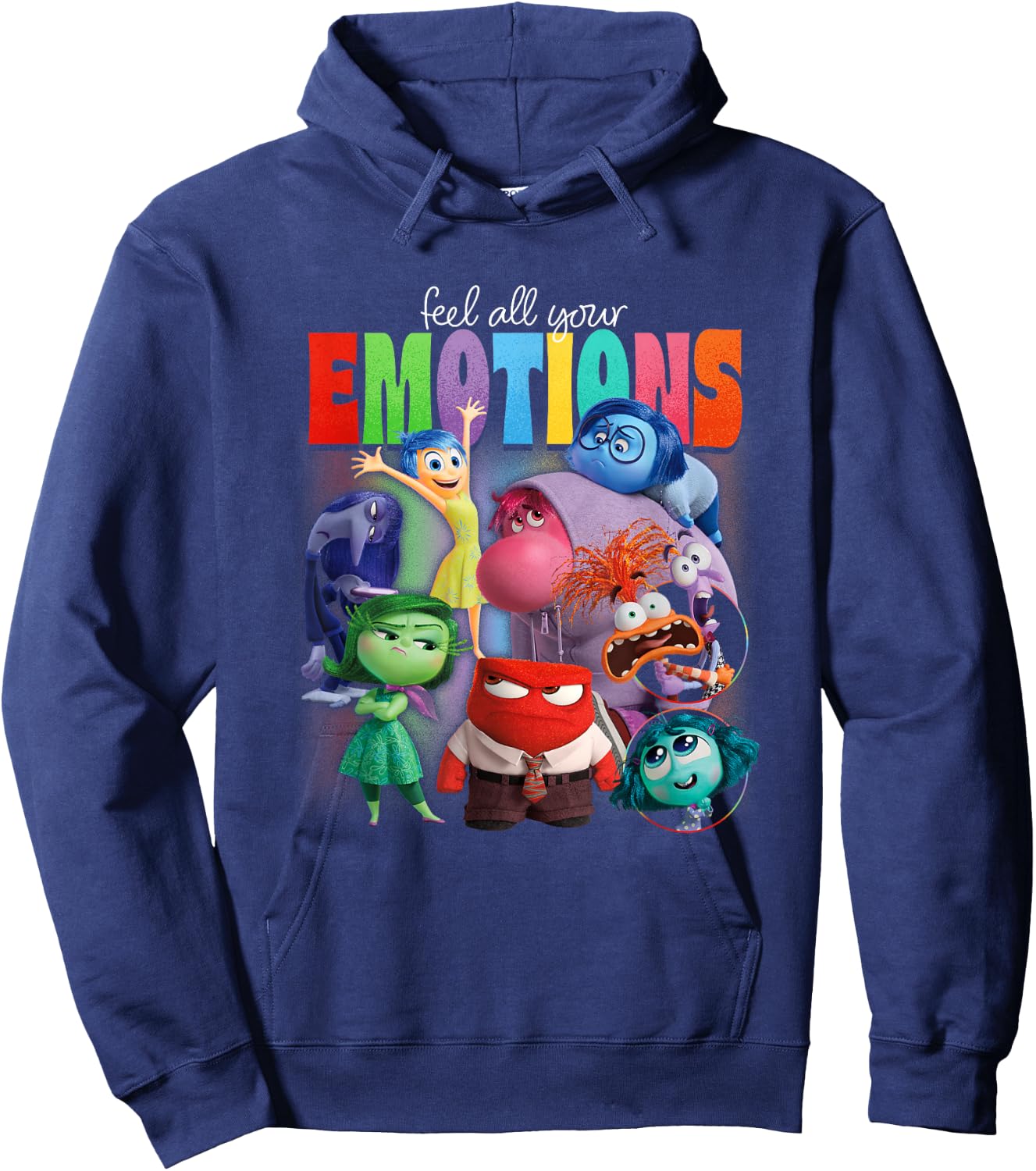 Disney Pixar Inside Out 2 Feel All Your Emotions Vintage , Black, S Hoodie - Hoodie | Navy