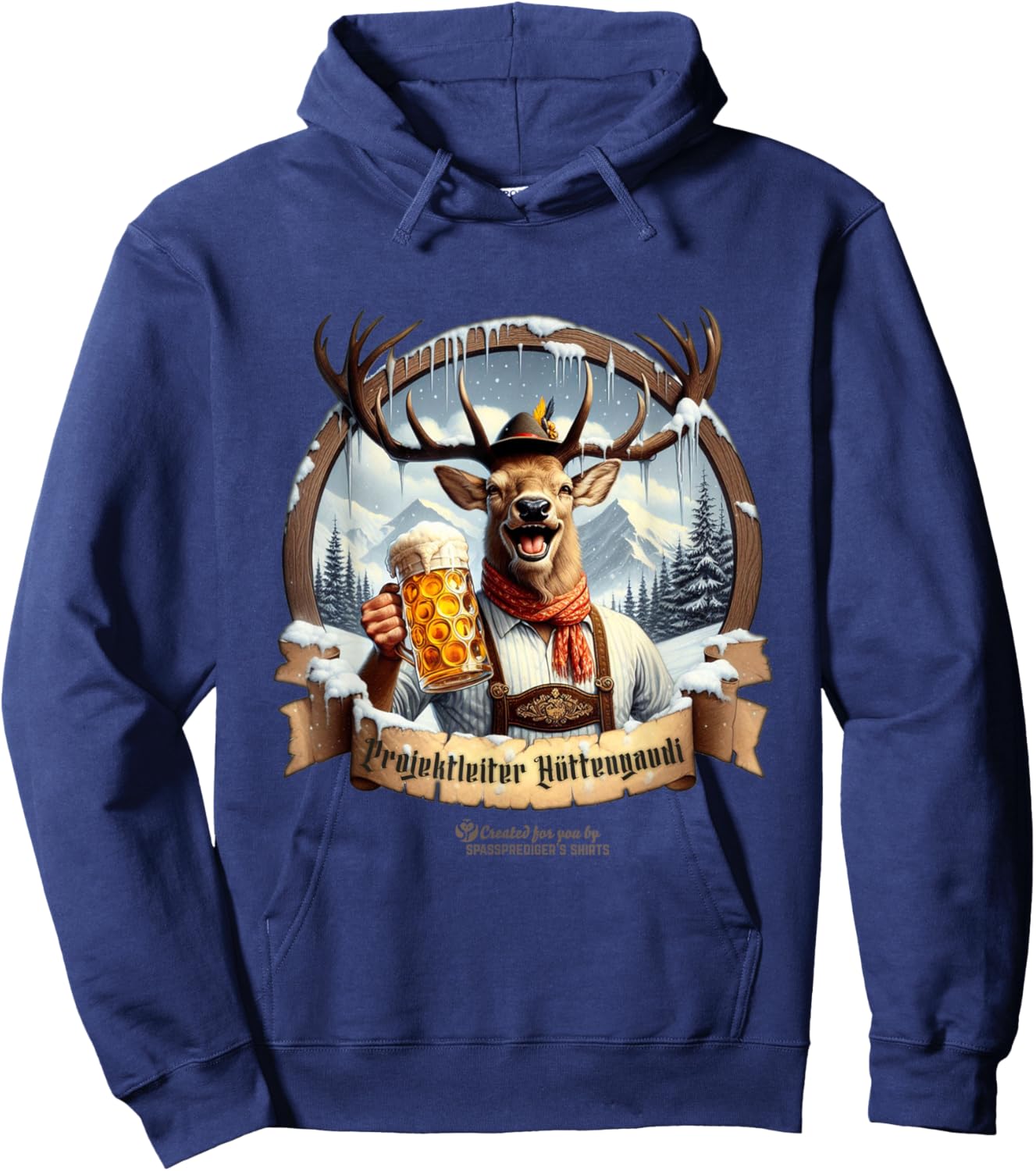 Après Ski Project Manager Hüttengaudi Hirsch & Bier Après Ski , black Hoodie - Hoodie | Navy