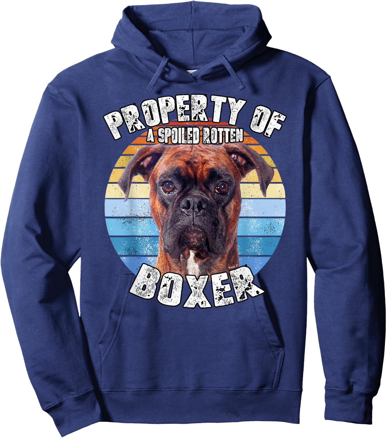 Boxer Brindle Property Of Hoodie - Hoodie | Navy