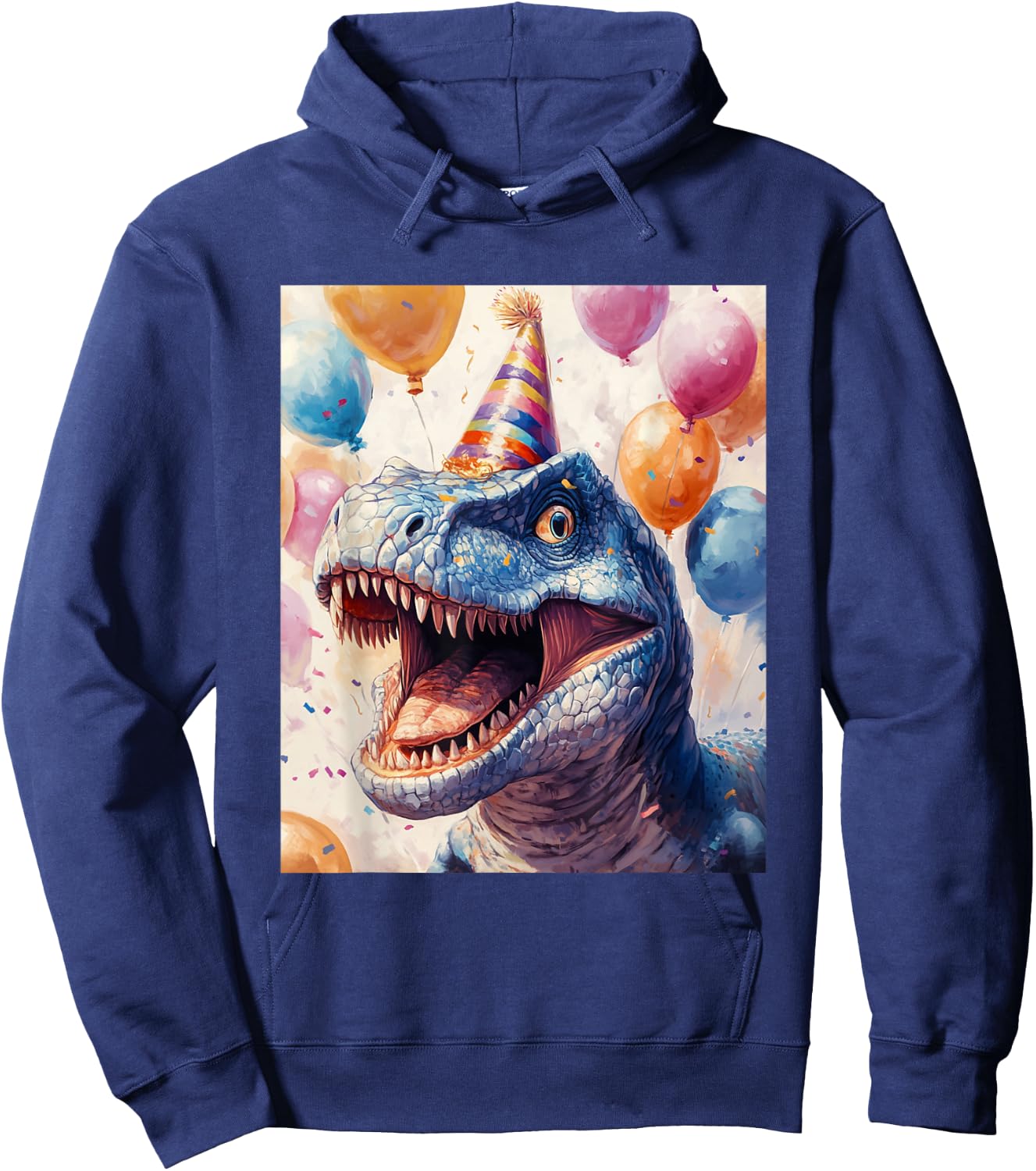 Carnotaurus Dino Retro Art Birthday Balloons Party Hat Hoodie - Hoodie | Navy