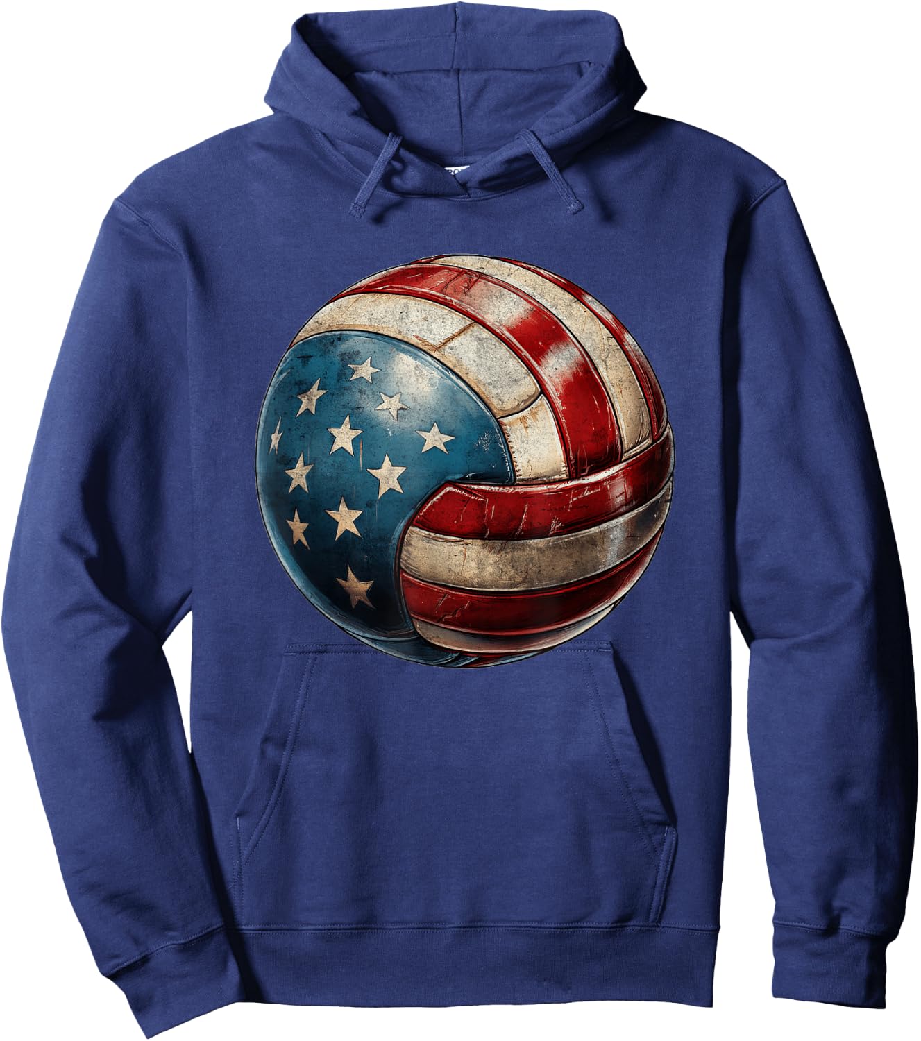 Volleyball USA Flag Support the Team Vintage Distressed Hoodie - Hoodie | Navy