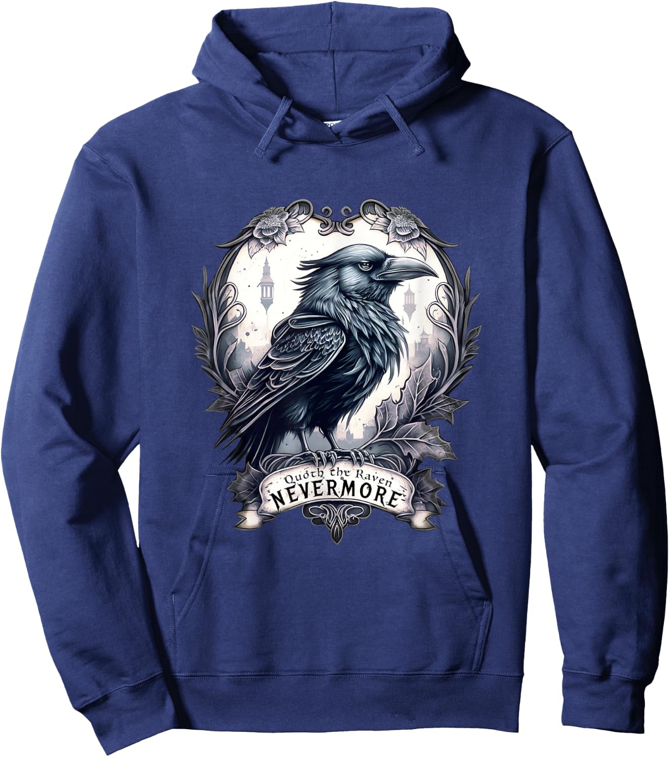 Quoth The Raven Nevermore by Edgar Allan Poe Hoodie - Hoodie | Navy