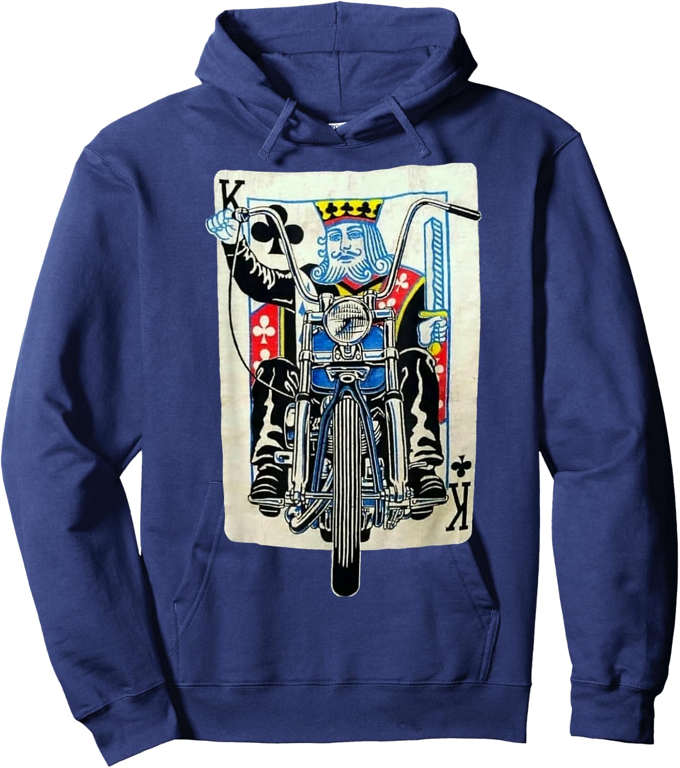 Biker King Of Clubs Playing Card Rider Motorcycle Hoodie - Hoodie | Navy