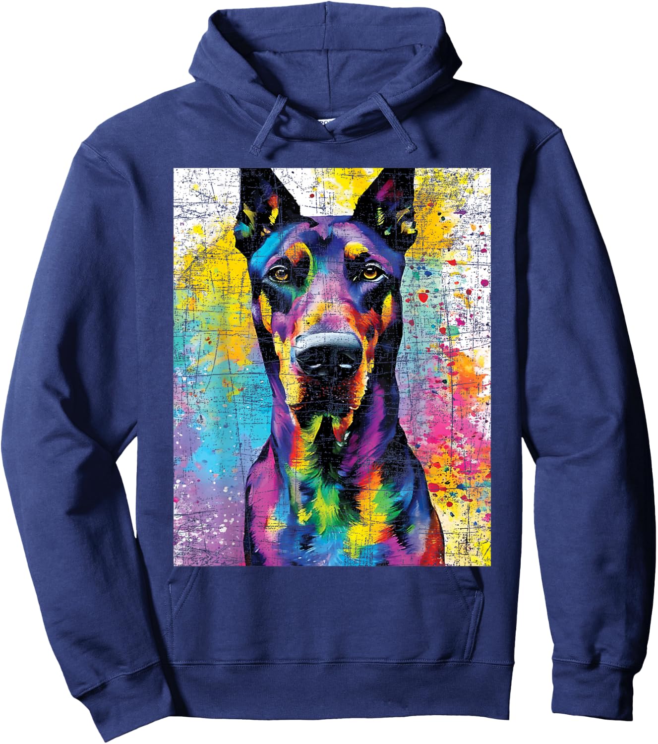 Colorful Doberman Art - Dog Owner Canine Lover Pet Trainer Hoodie - Hoodie | Navy