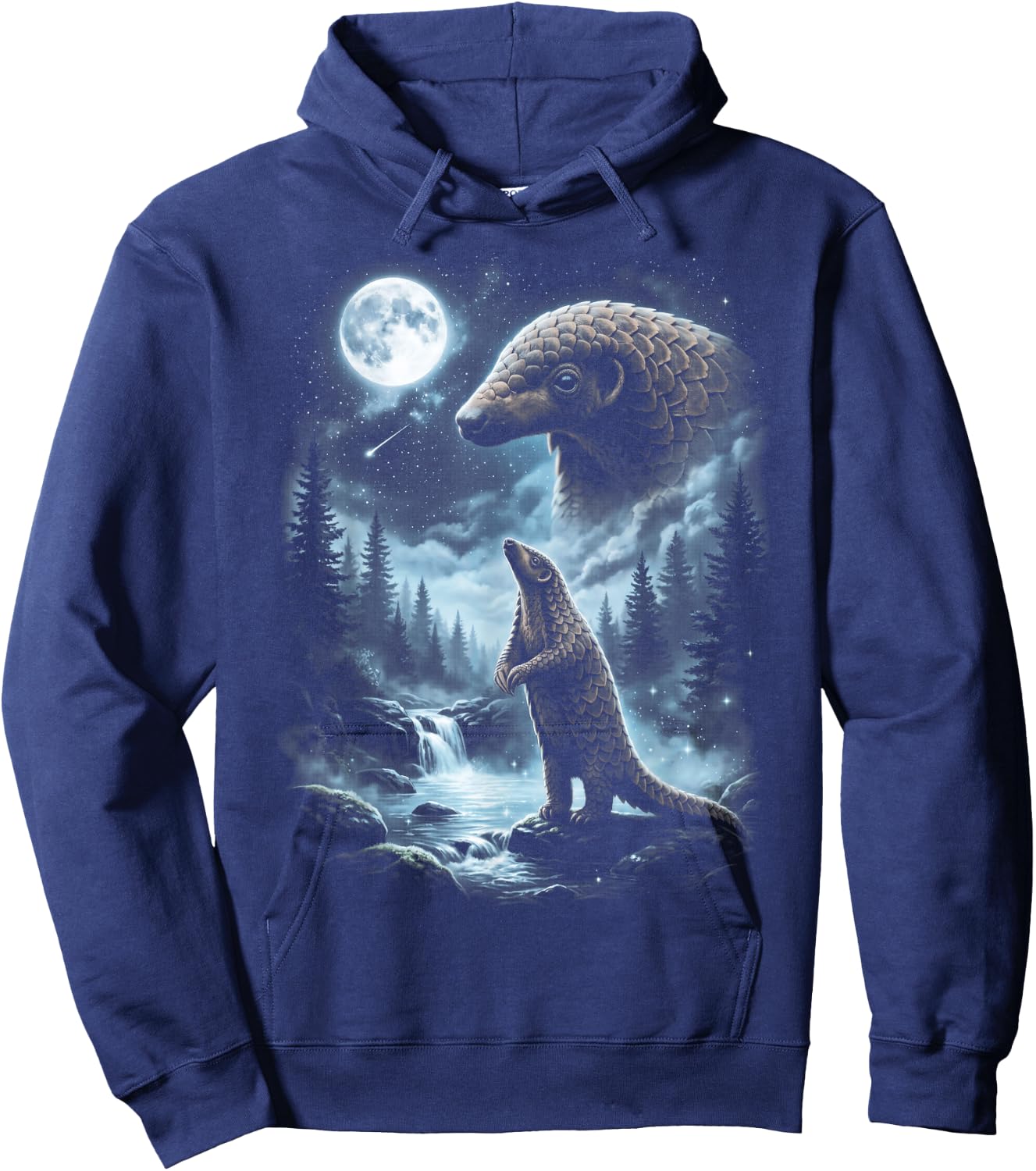 Pangolin Howling at Moon 90's Retro Hoodie - Hoodie | Navy
