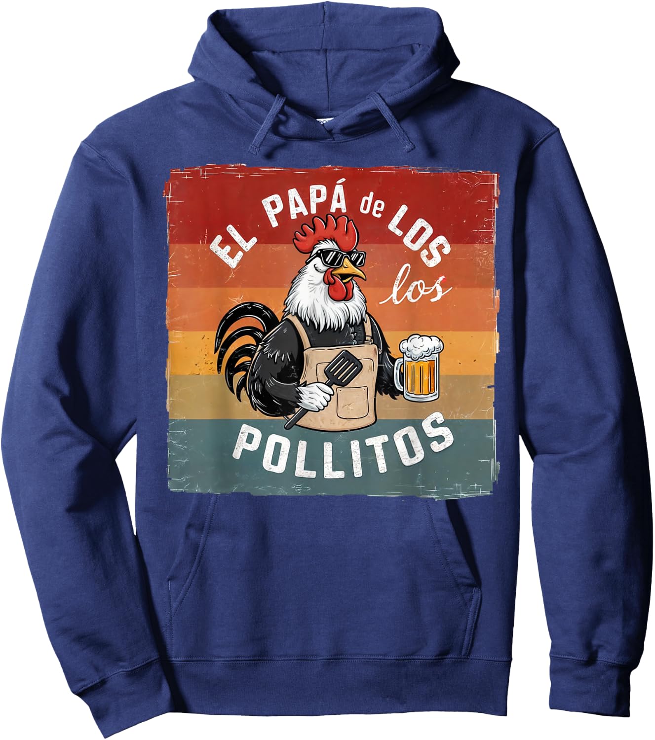 El Papa de Los Pollitos Funny Spanish Abuelo Dad Daddy Hoodie - Hoodie | Navy