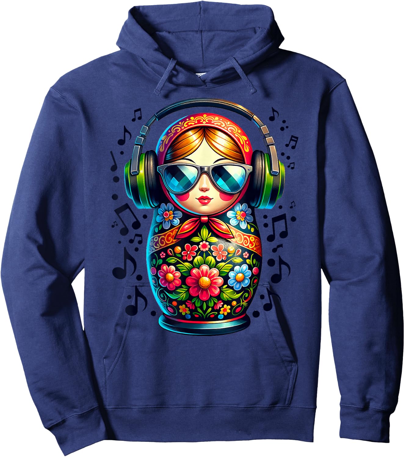 Russian Matryoshka Music Russia Russian Matryoshka , blue Hoodie - Hoodie | Navy