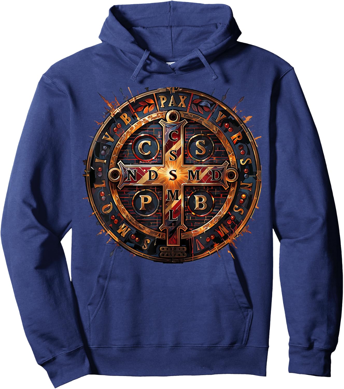 Catholic Saint Benedict Medal Hoodie - Hoodie | Navy