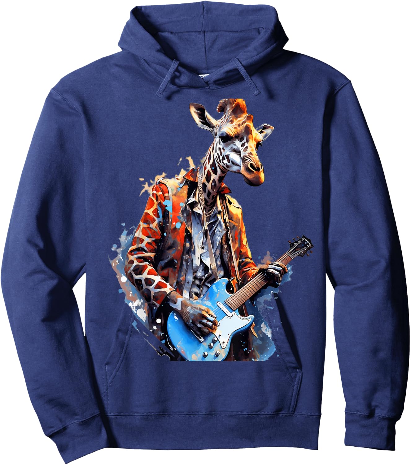 Rock Guitar Giraffe Guitarist Hoodie - Hoodie | Navy