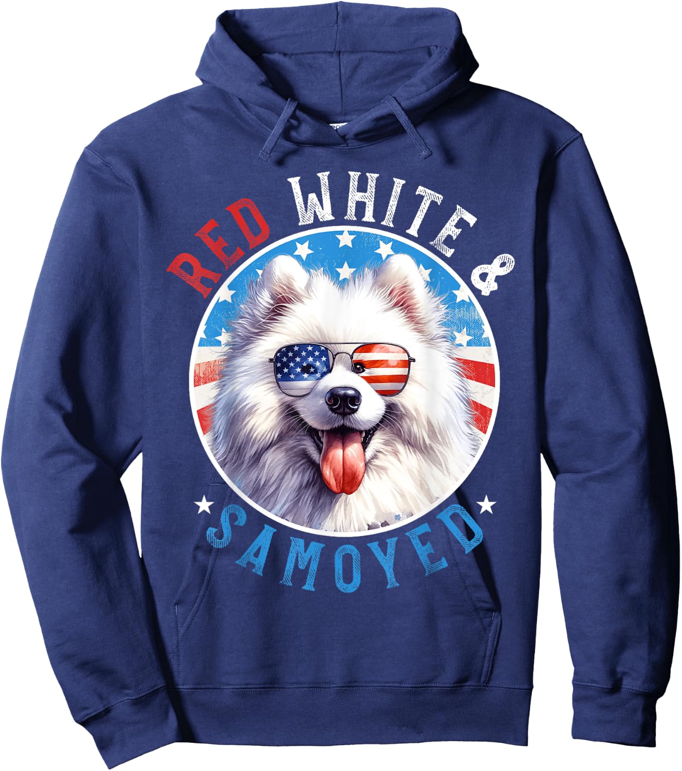 Samoyed Dog 4th of July Red White and Sammy Lovers Kids Men Hoodie - Hoodie | Navy