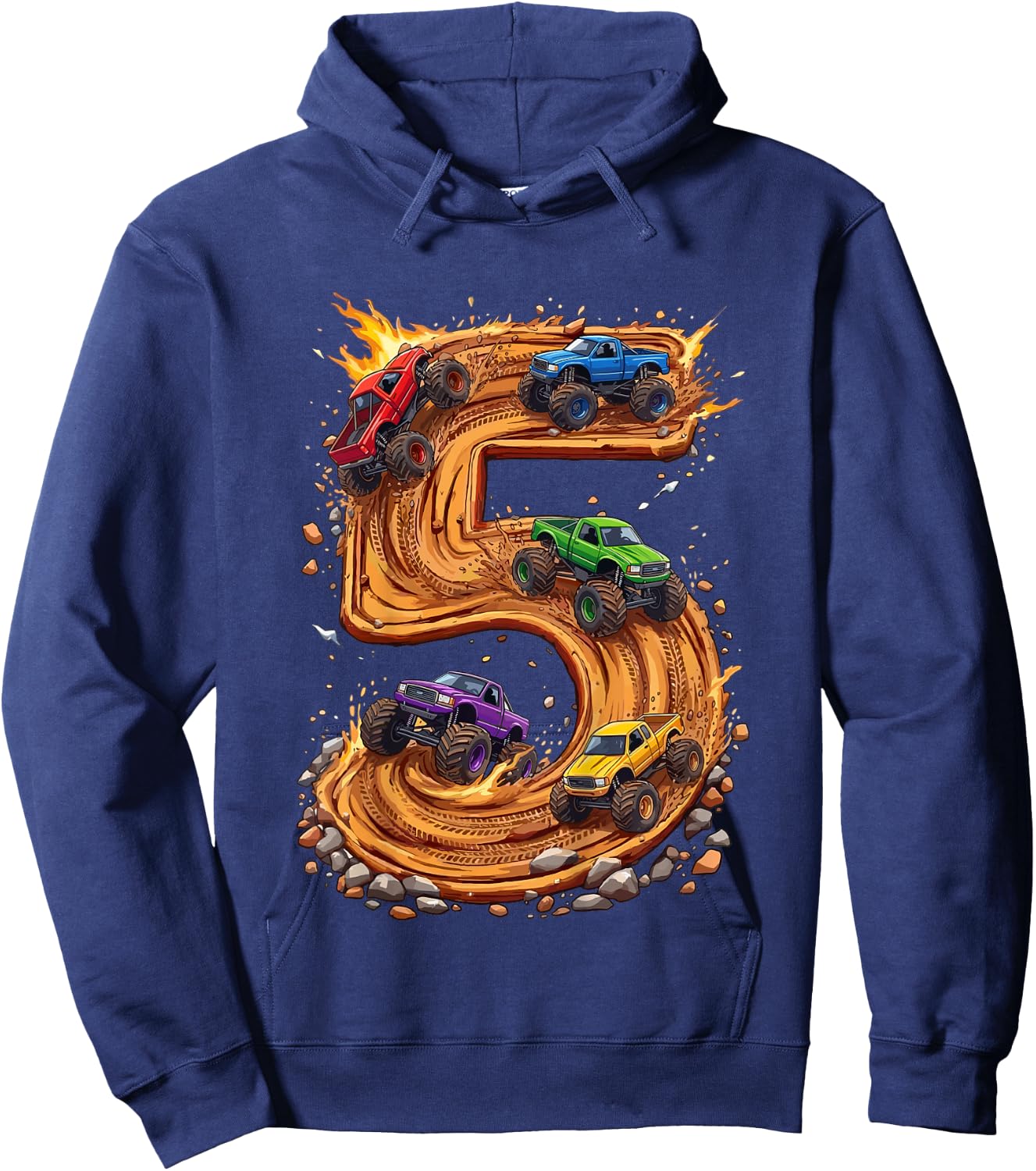 Kinder 5. Geburtstag, Monstertruck, Junge & Kleinkind, 5 Jahre alt Hoodie - Hoodie | Navy