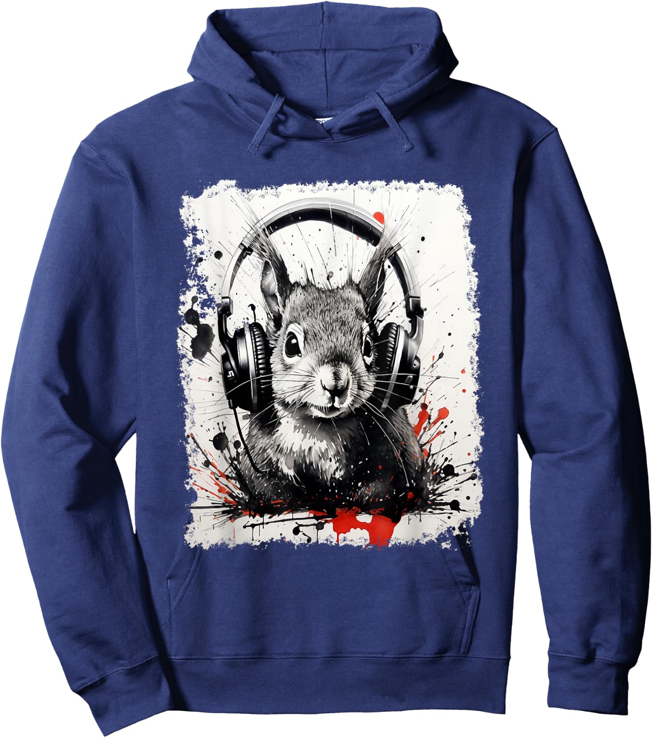 Ink Art Splash Animal Squirrel Hoodie - Hoodie | Navy