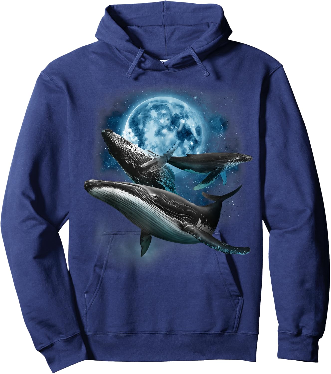 Humpback Whale Shirt - Howling at the Moon Humpback Whale Hoodie - Hoodie | Navy