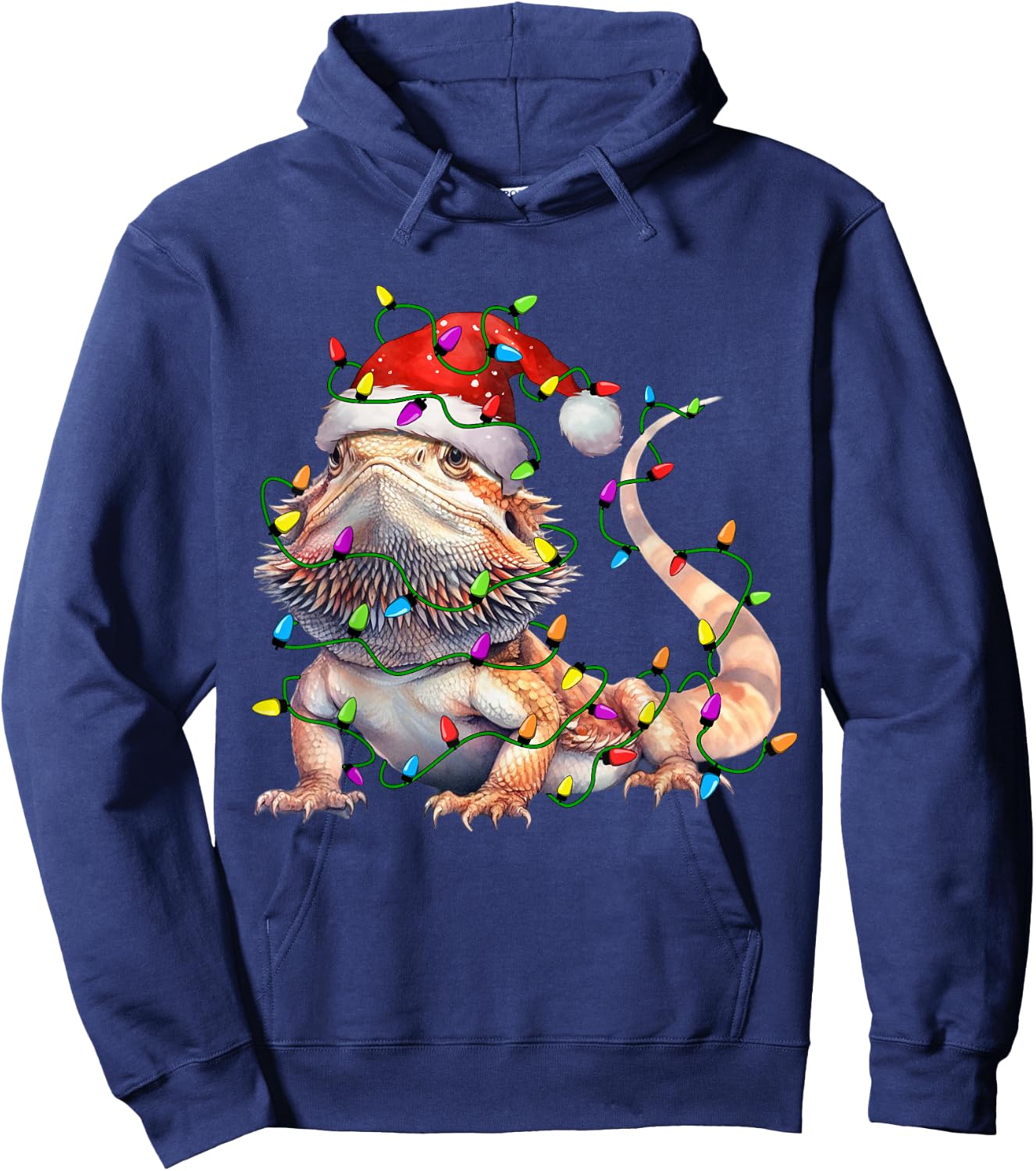 Bearded Dragons Santa Christmas Tree Lighting Xmas Funny Hoodie - Hoodie | Navy
