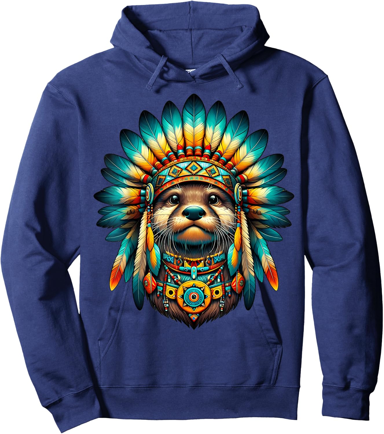 Native Indian Otter Native American Indian Feathers Hoodie - Hoodie | Navy