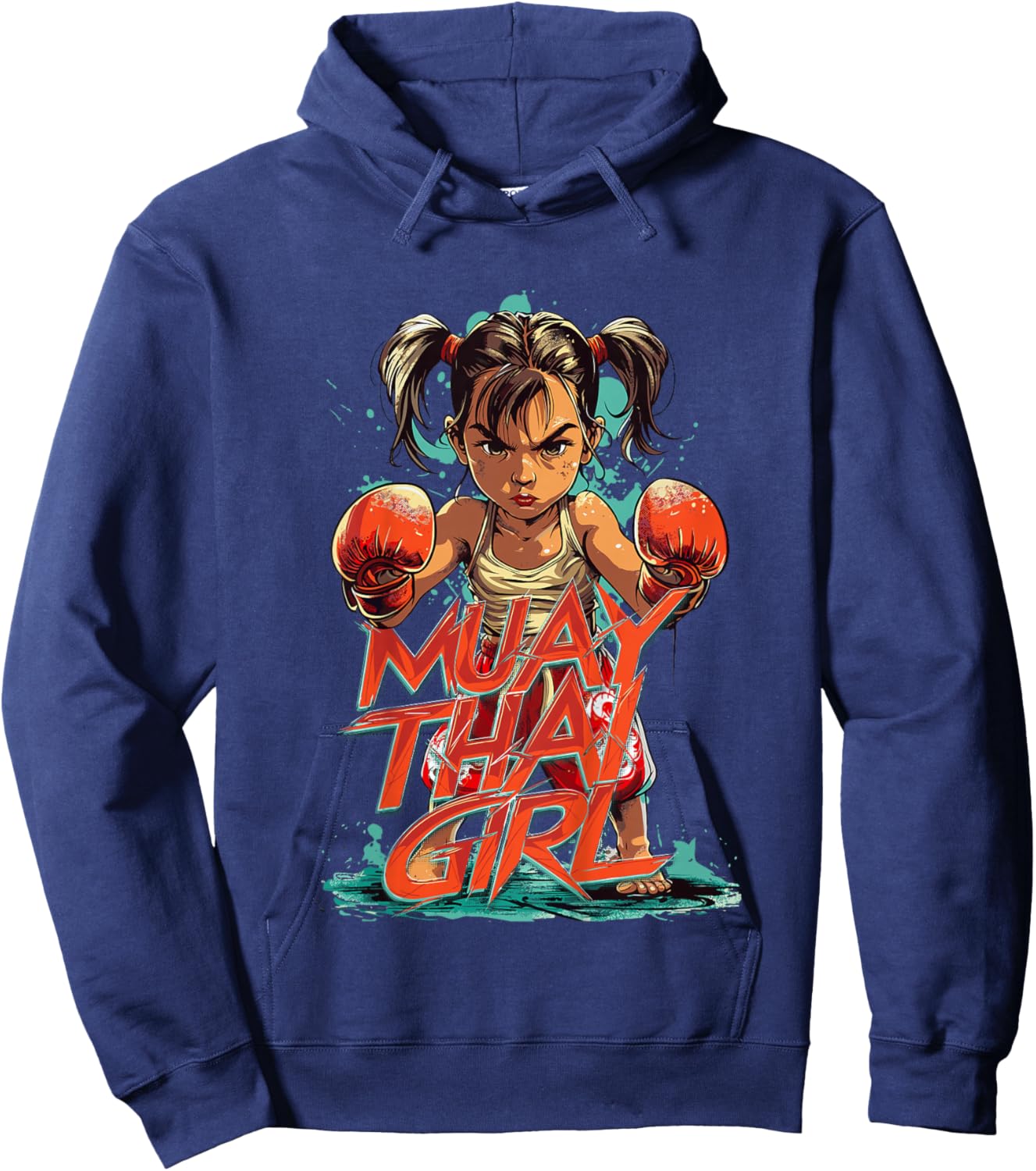 Child Muay Thai Girl, Cute Martial Arts Girl , Black Hoodie - Hoodie | Navy