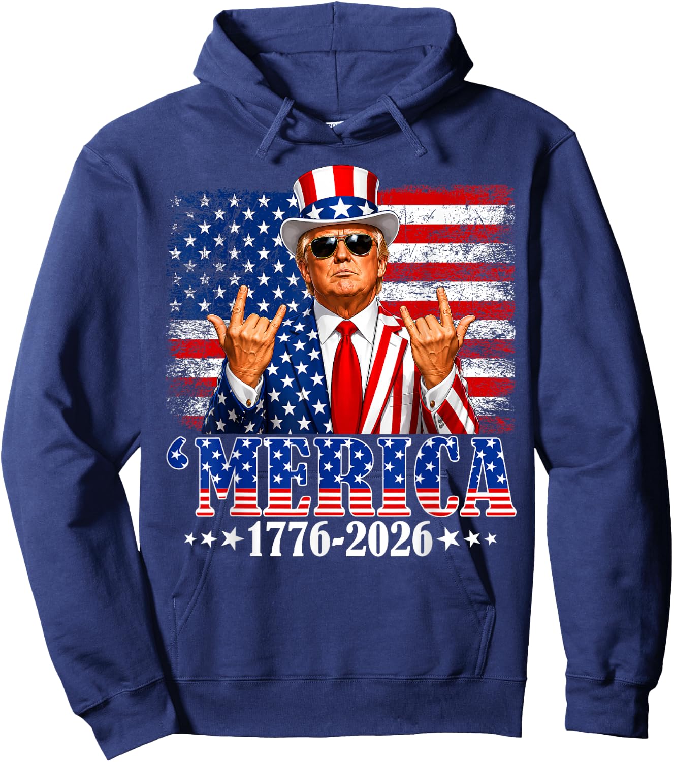 Merica 250 American Years 1776 2026 Trump 250th Anniversary Hoodie - Hoodie | Navy