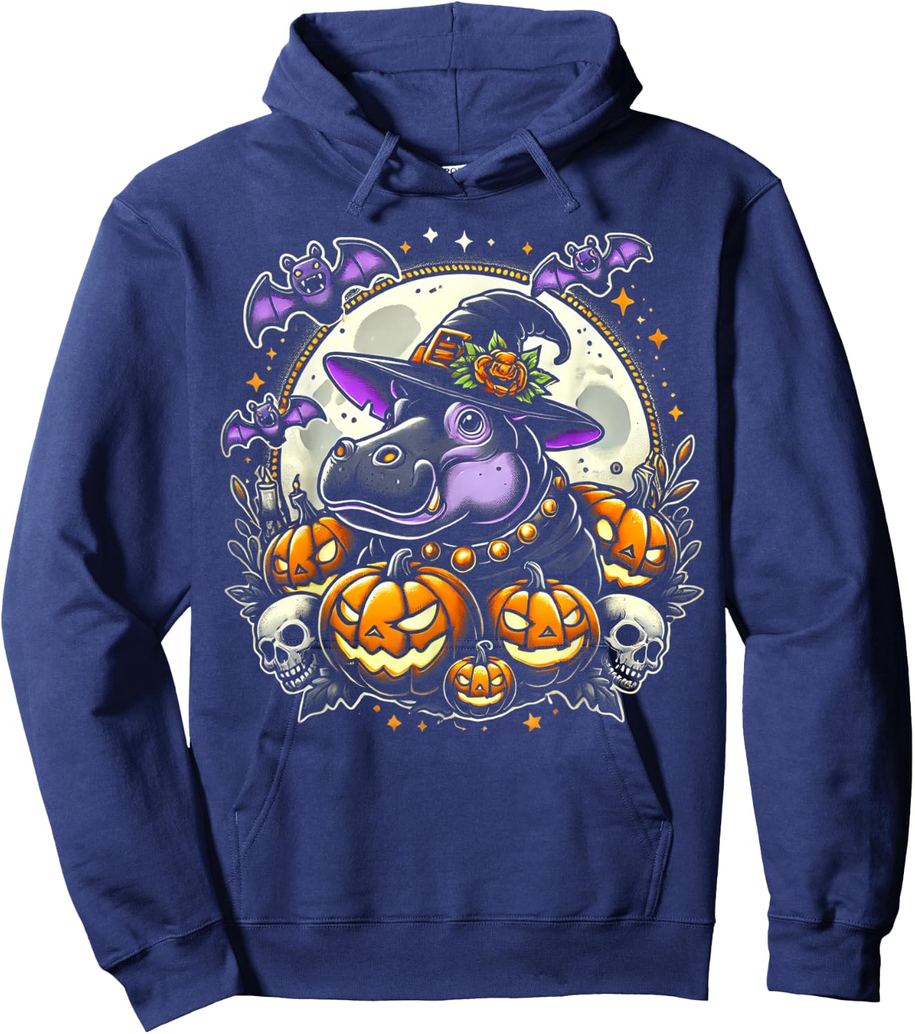 Hippo Witch Halloween Design Hoodie - Hoodie | Navy