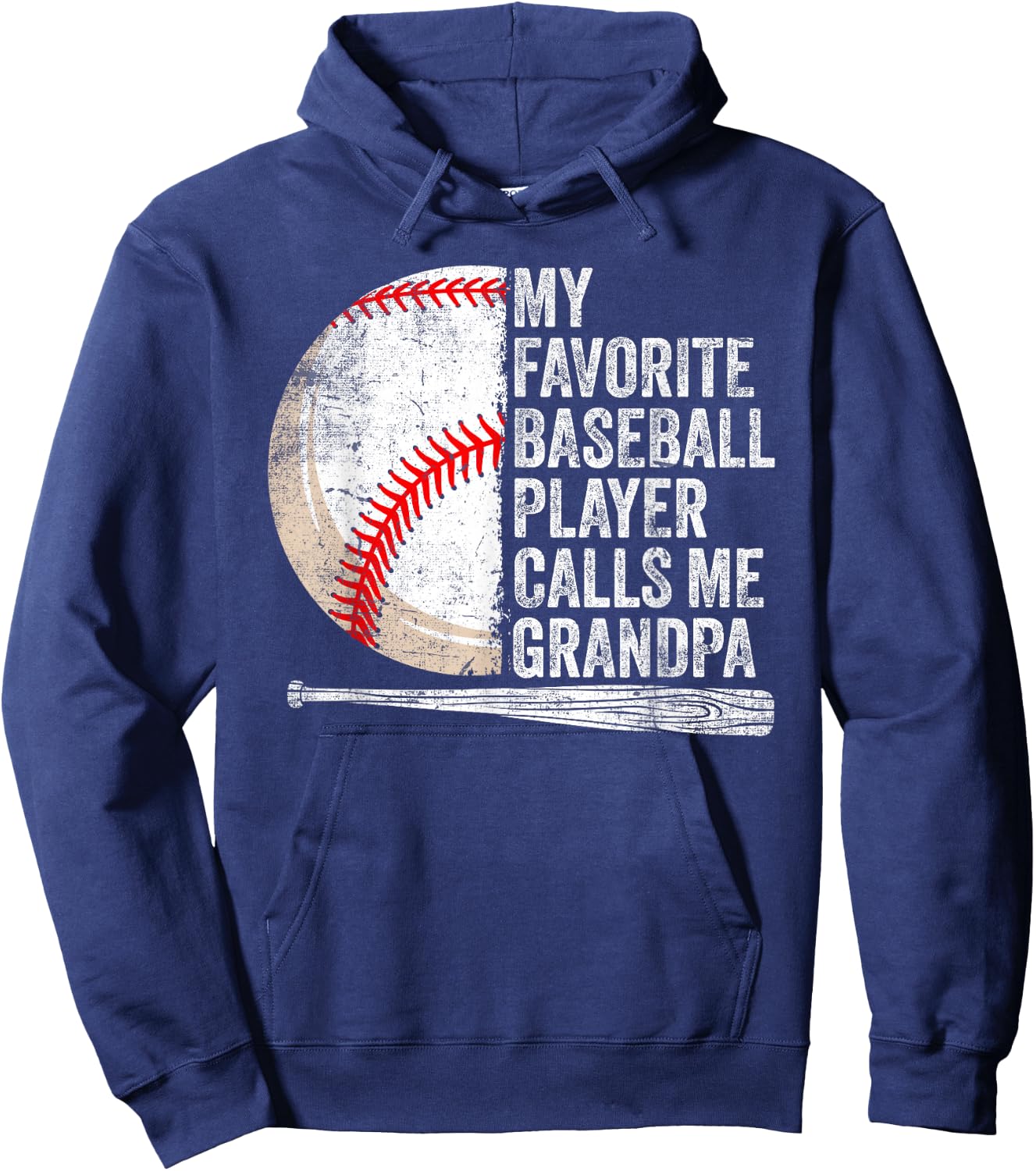My Favorite Baseball Player Calls Me Grandpa Father's Day Hoodie - Hoodie | Navy